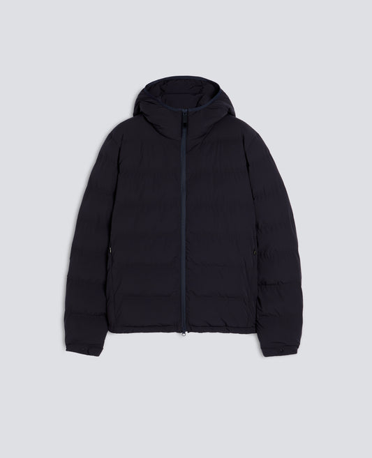 PADDED NYLON JACKET WITH HOOD - BLU - ASPESI