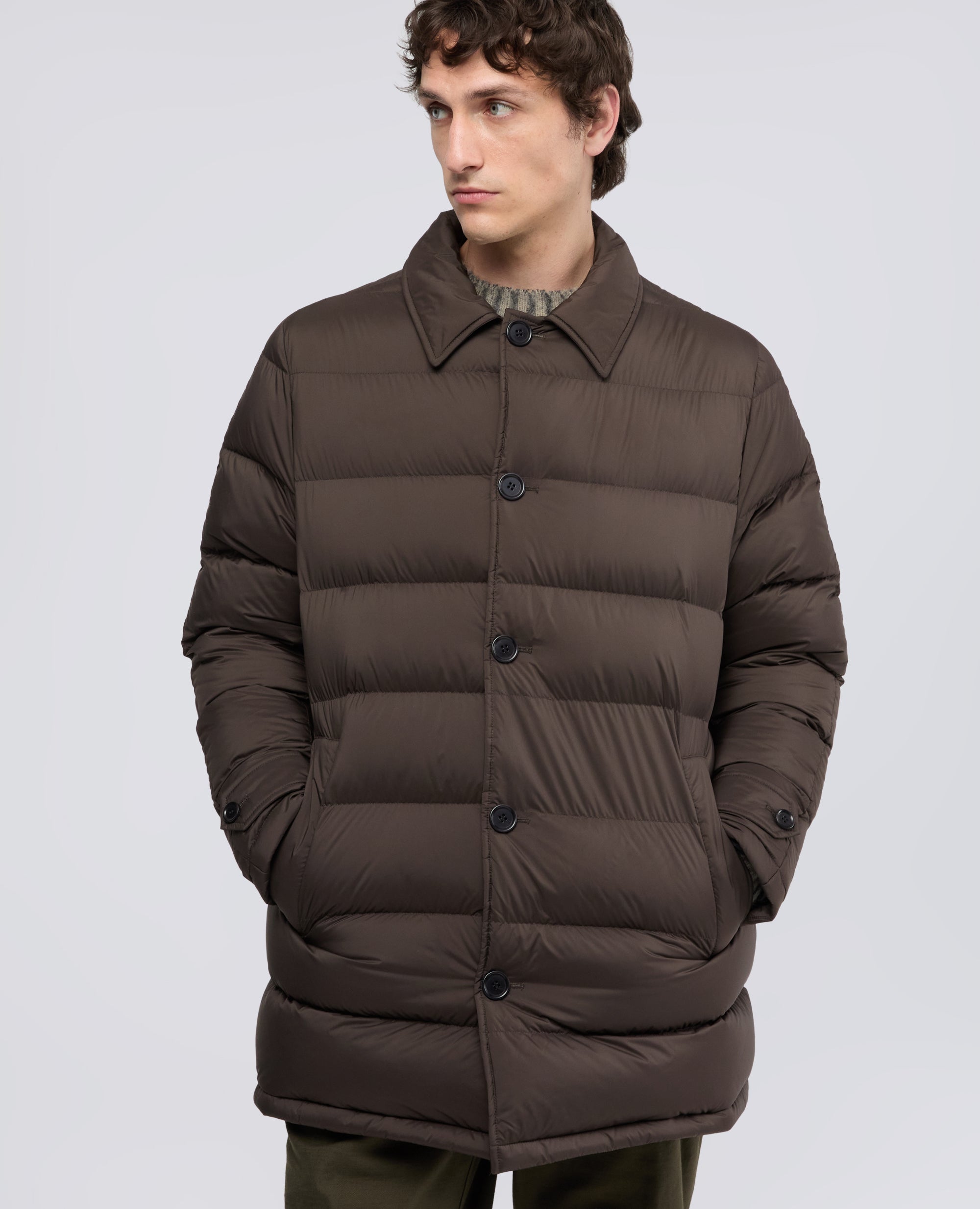 CAPPOTTO IN MICROFIBRA CON IMBOTTITURA - MARRONE - ASPESI