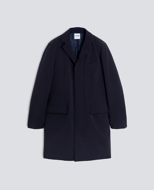 CAPPOTTO MONOPETTO IN TWILL DI POLIESTERE - NAVY