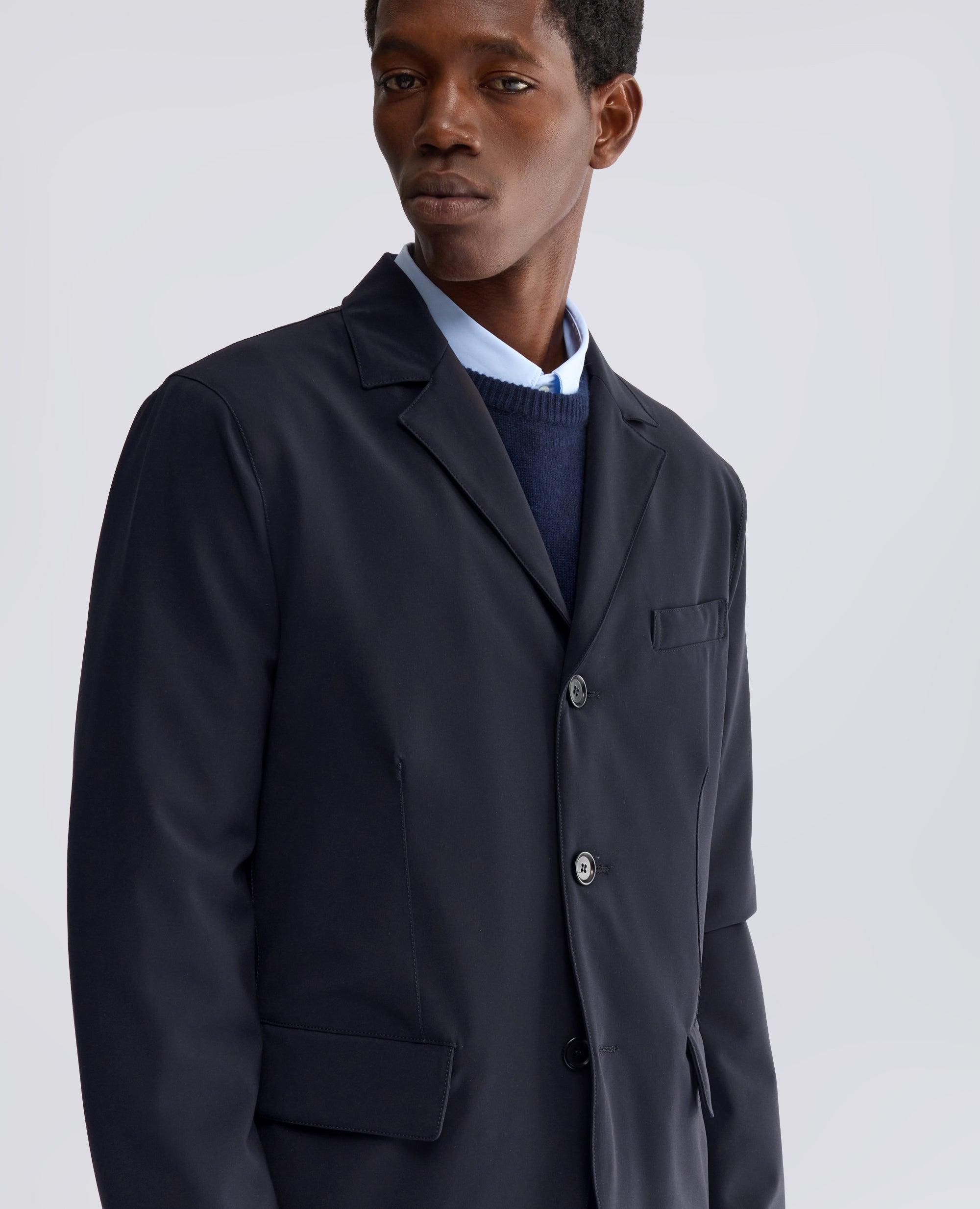 JACKE AUS POLYESTER-KÖPER - BLAU - ASPESI