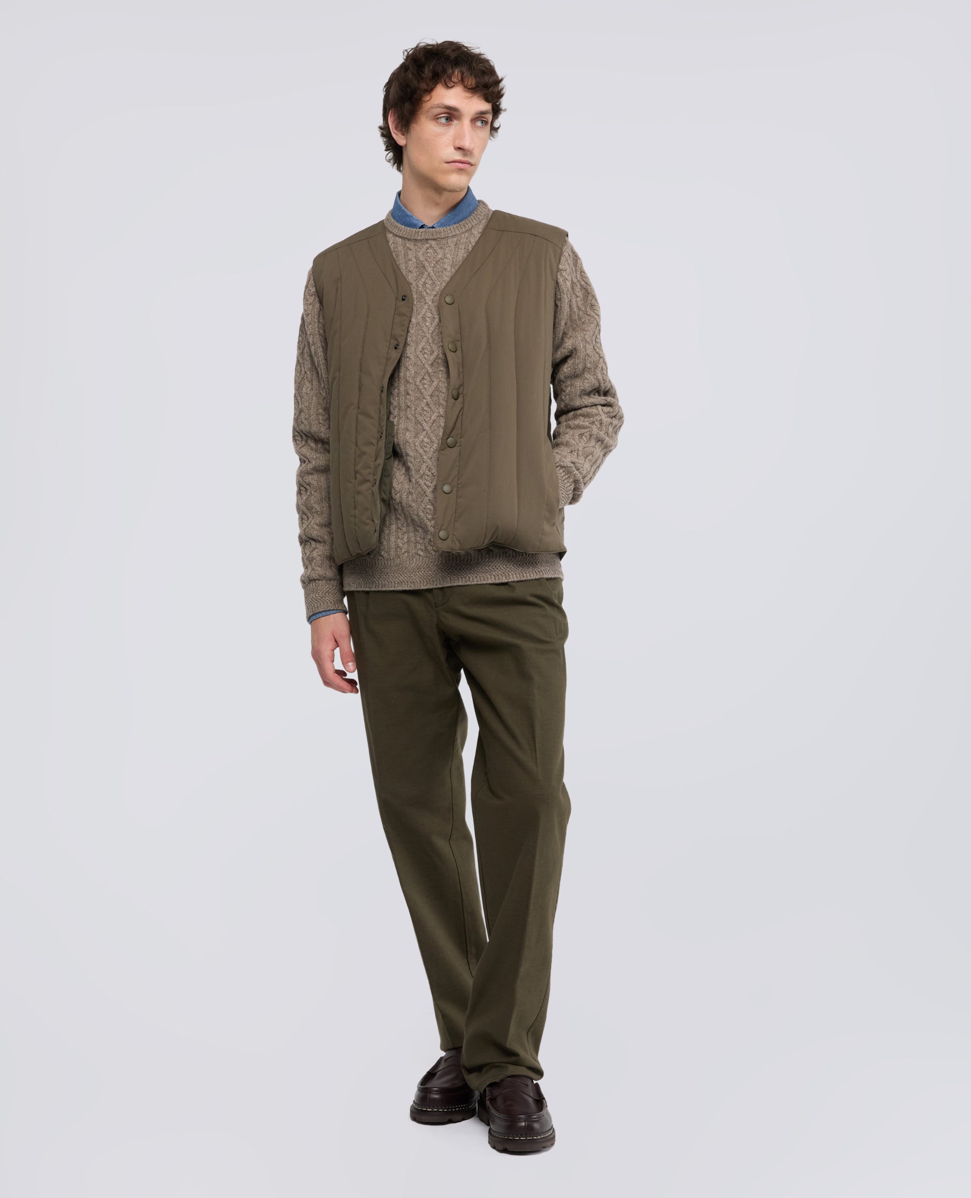 GILET IN POPELINE E NYLON STRETCH - VERDE - ASPESI