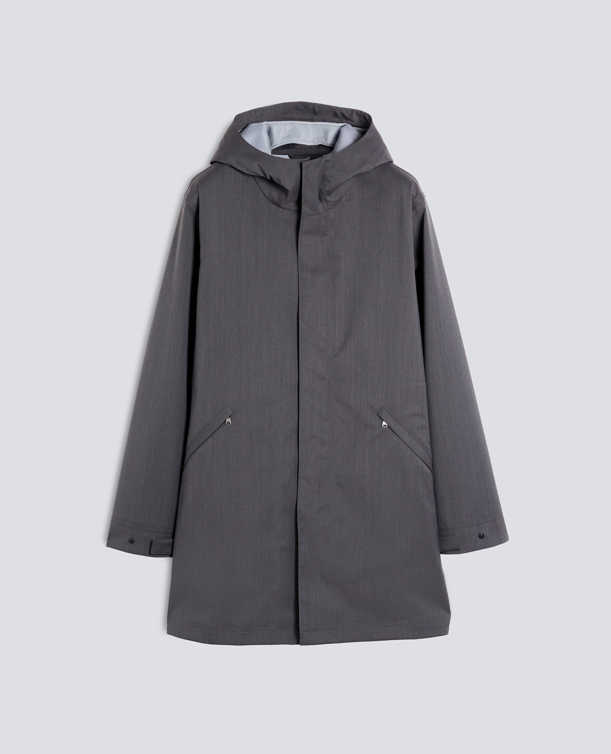 WOOL AND POLYESTER MICRO-TWILL RAINCOAT - GREY - ASPESI