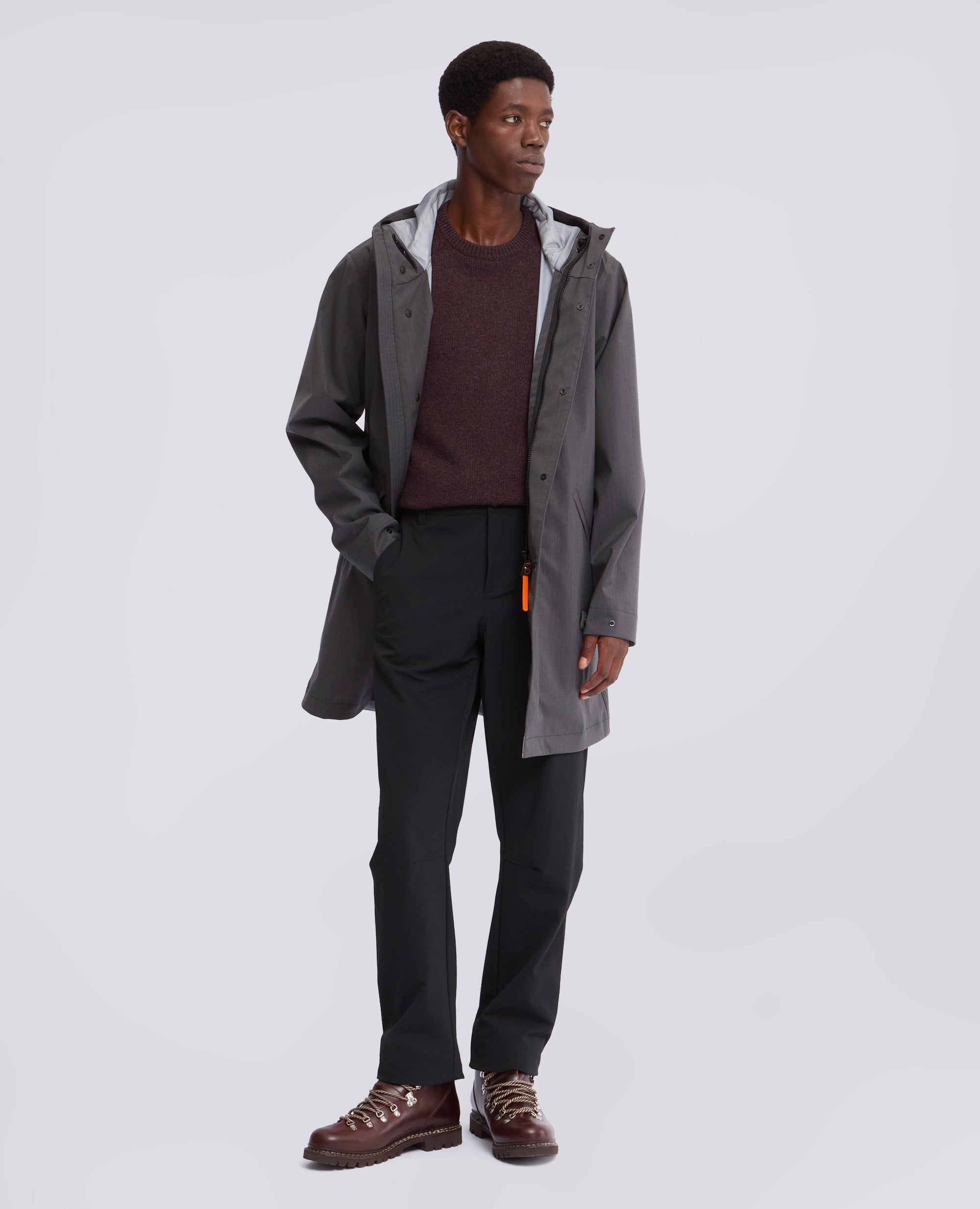 WOOL AND POLYESTER MICRO-TWILL RAINCOAT - GREY - ASPESI