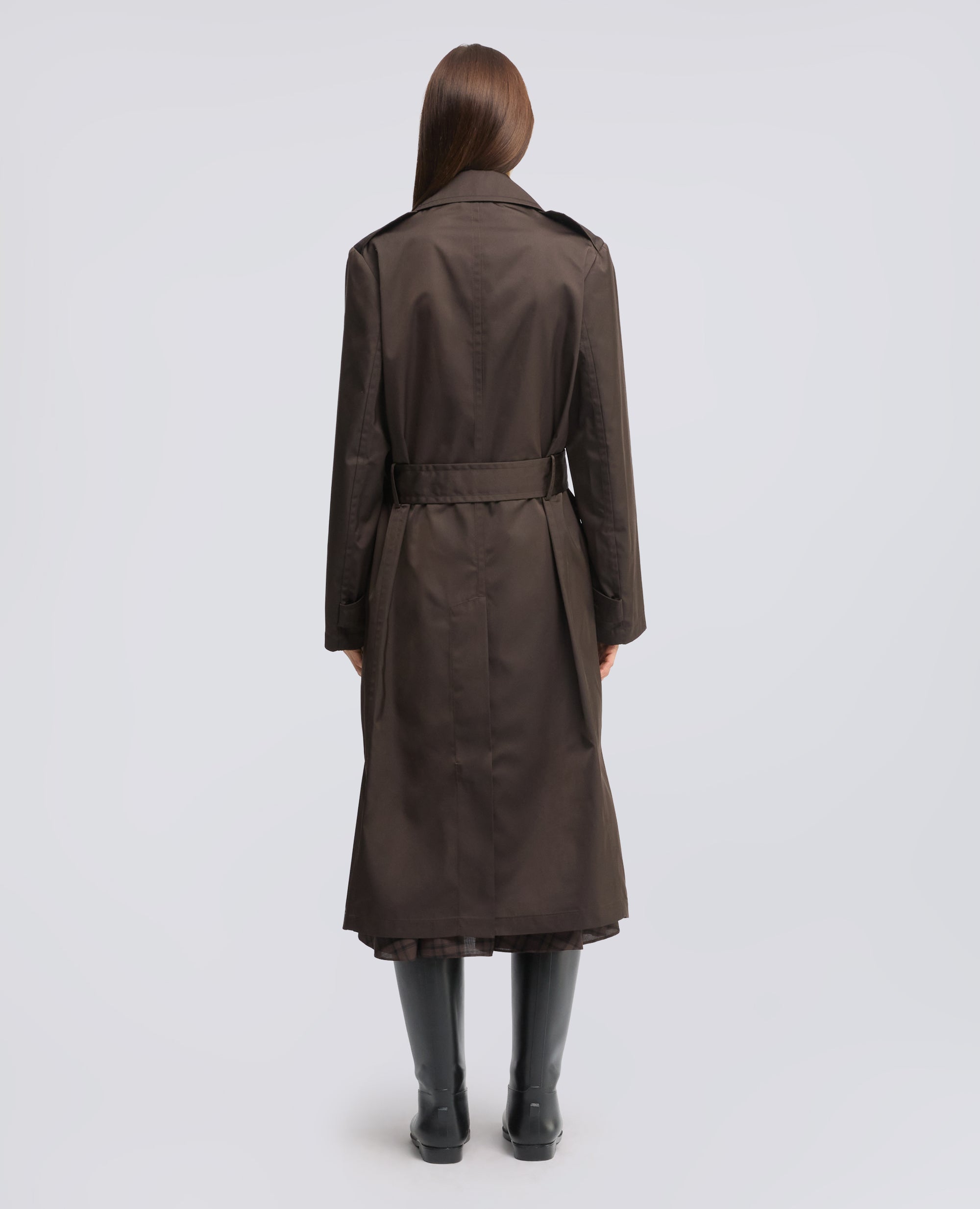 TRENCH DOPPIO PETTO IN DUCHESSE DI POLIESTERE SFODERATO - BRAUN - ASPESI