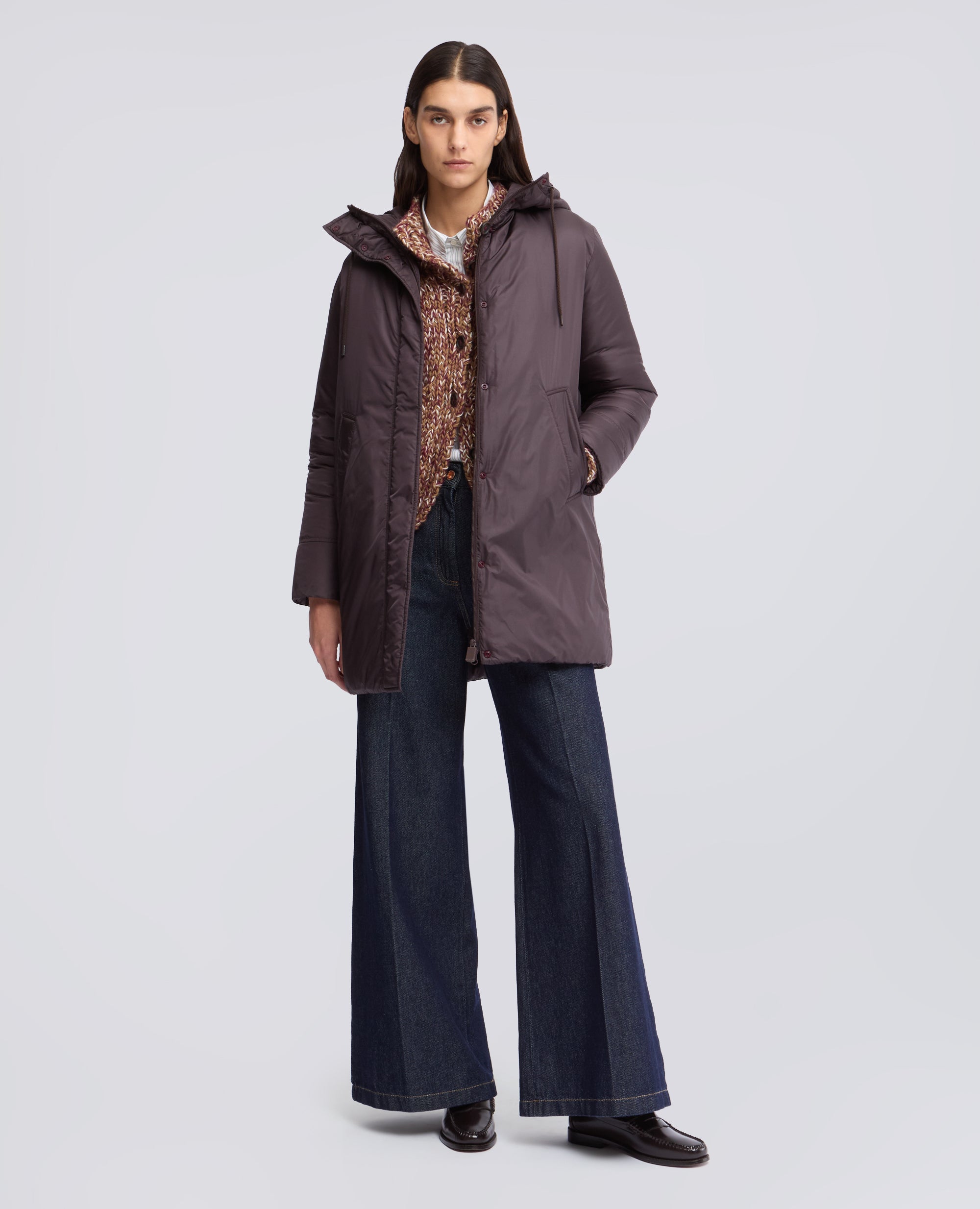 WADDING-PADDED NYLON PARKA - BROWN - ASPESI
