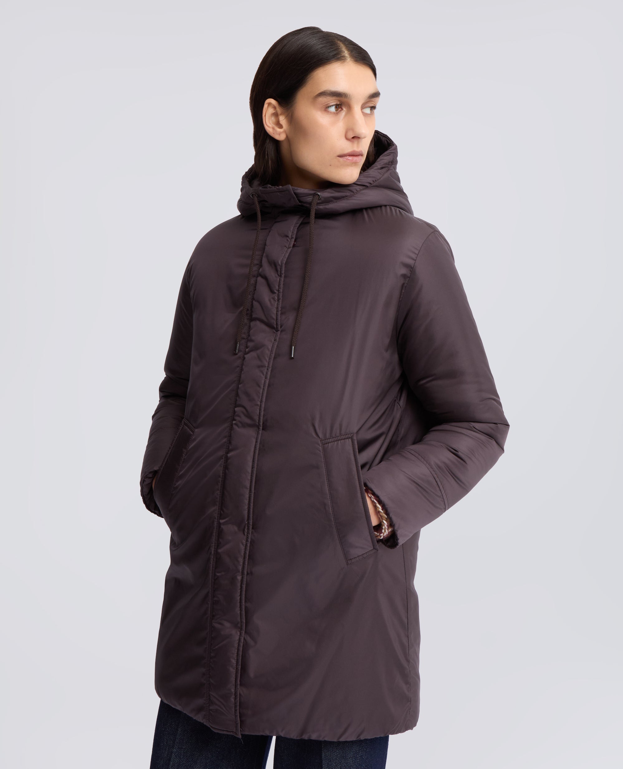 WADDING-PADDED NYLON PARKA - BROWN - ASPESI