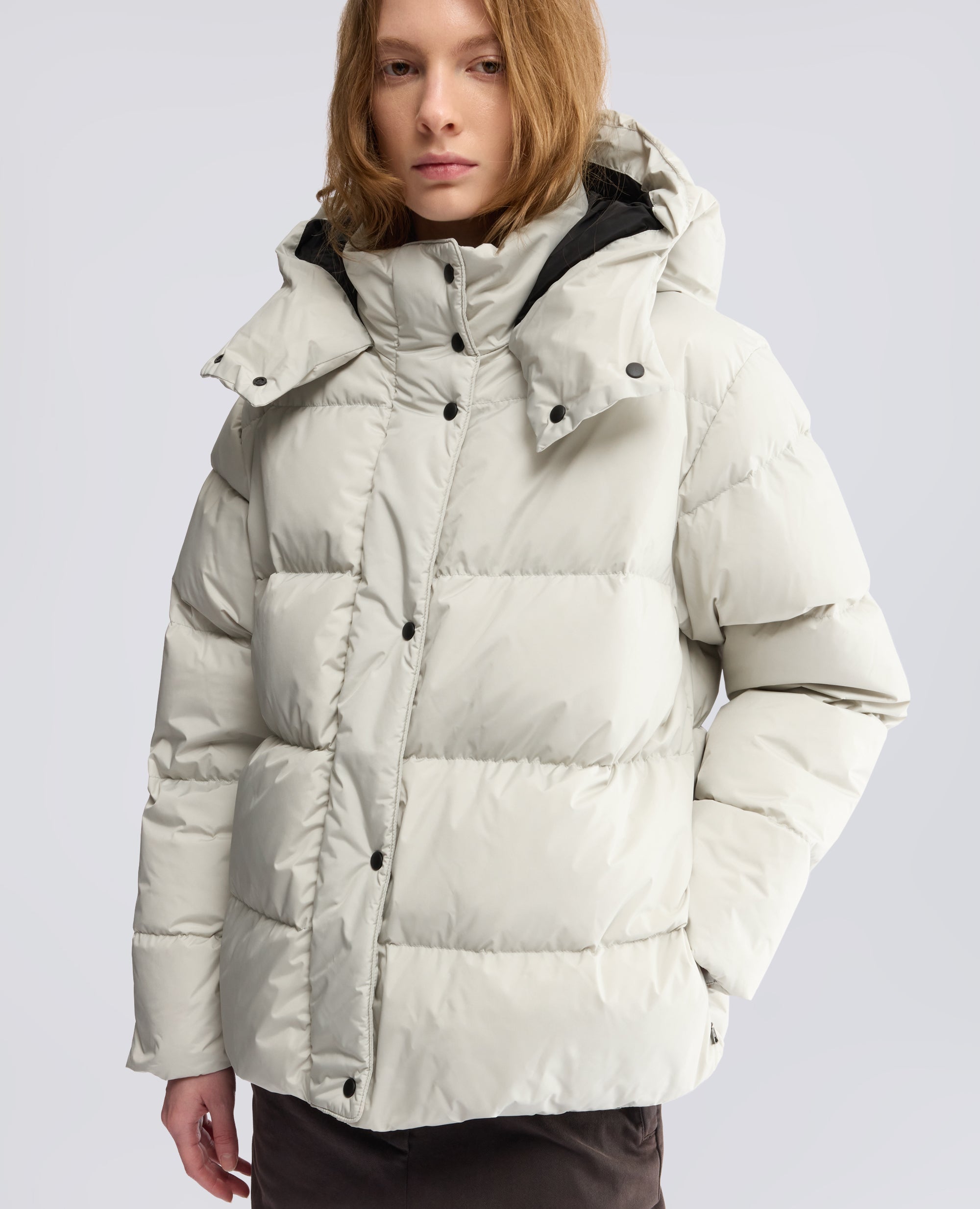 BLOUSON AUS TAFT - GRAU - ASPESI