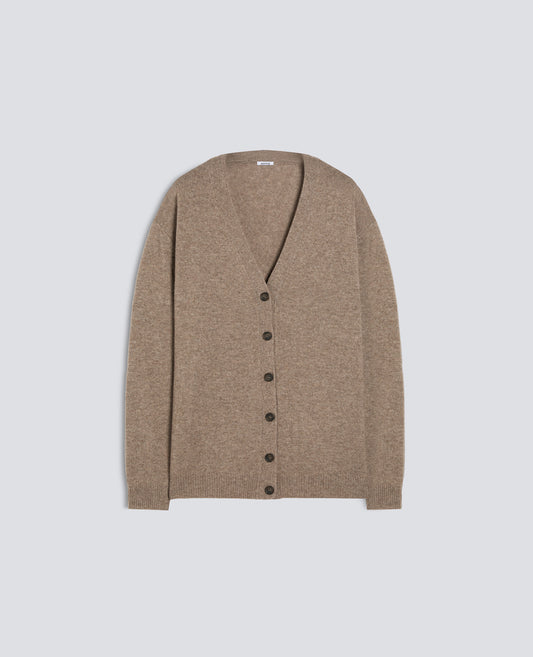 CARDIGAN IN LANA, YAK E CASHMERE - TORTORA