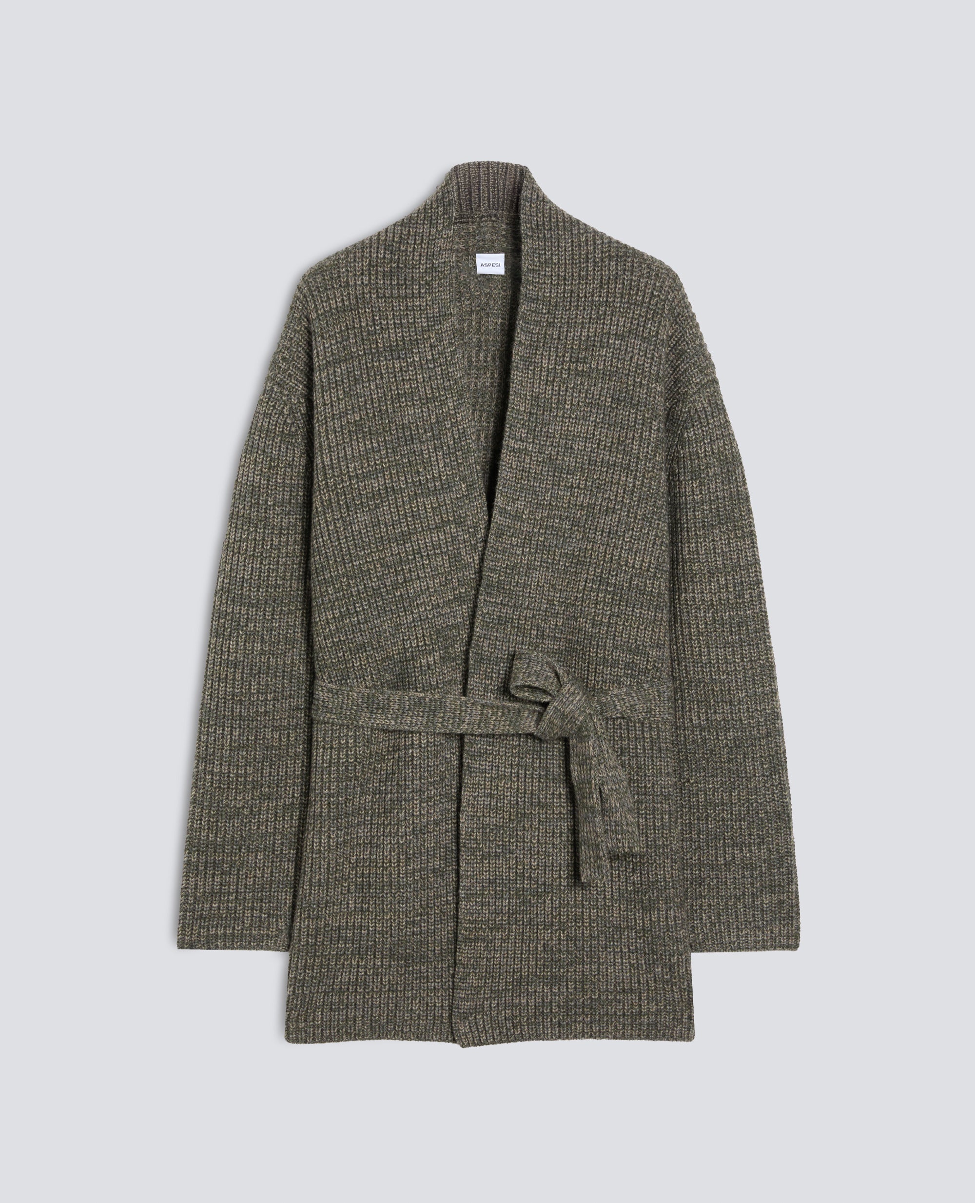 CARDIGAN CON CINTURA IN LANA, YAK E CASHMERE - MILITAR - ASPESI