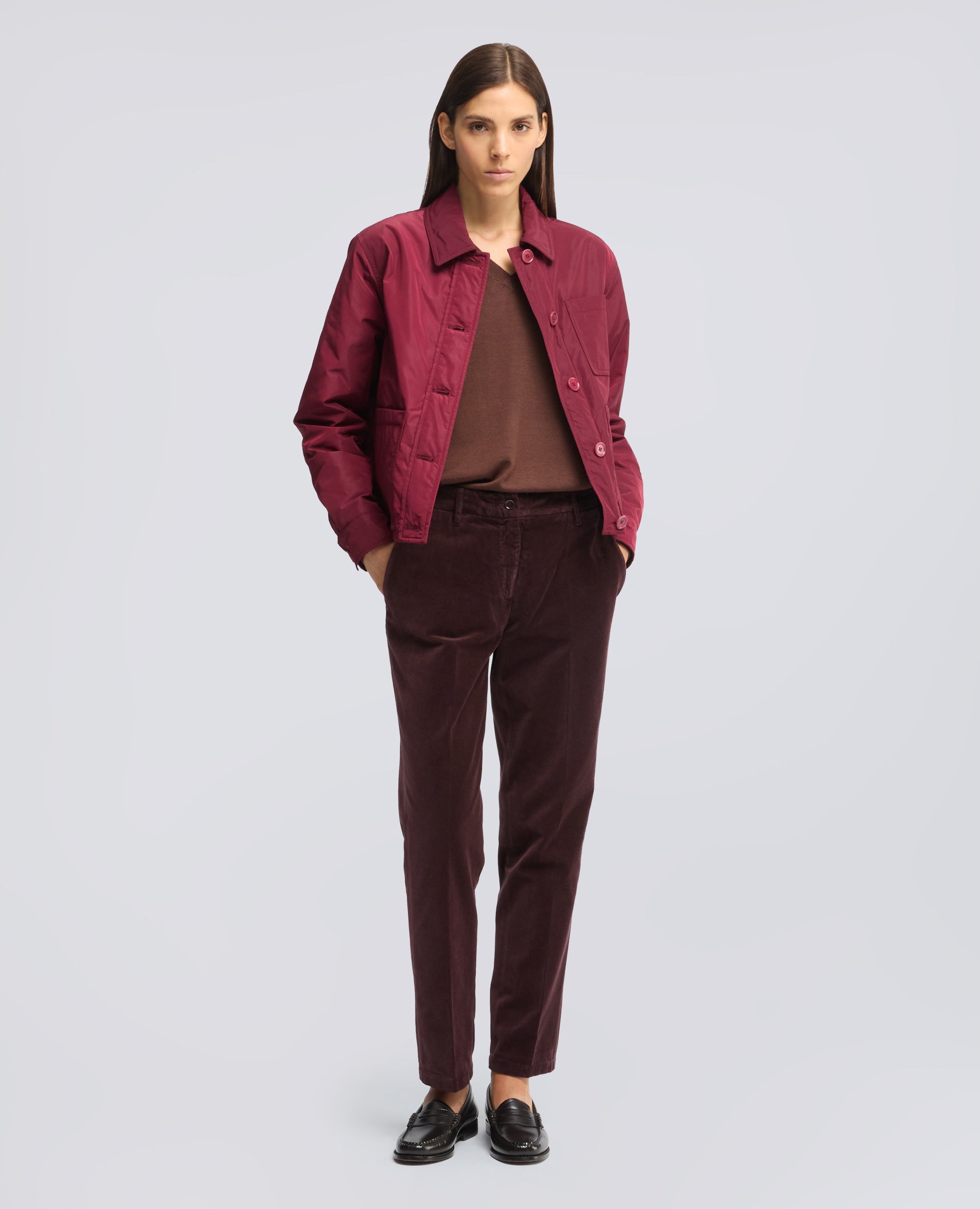 MAGLIA SCOLLO A -V- IN LANA MERINOS - BRAUN - ASPESI