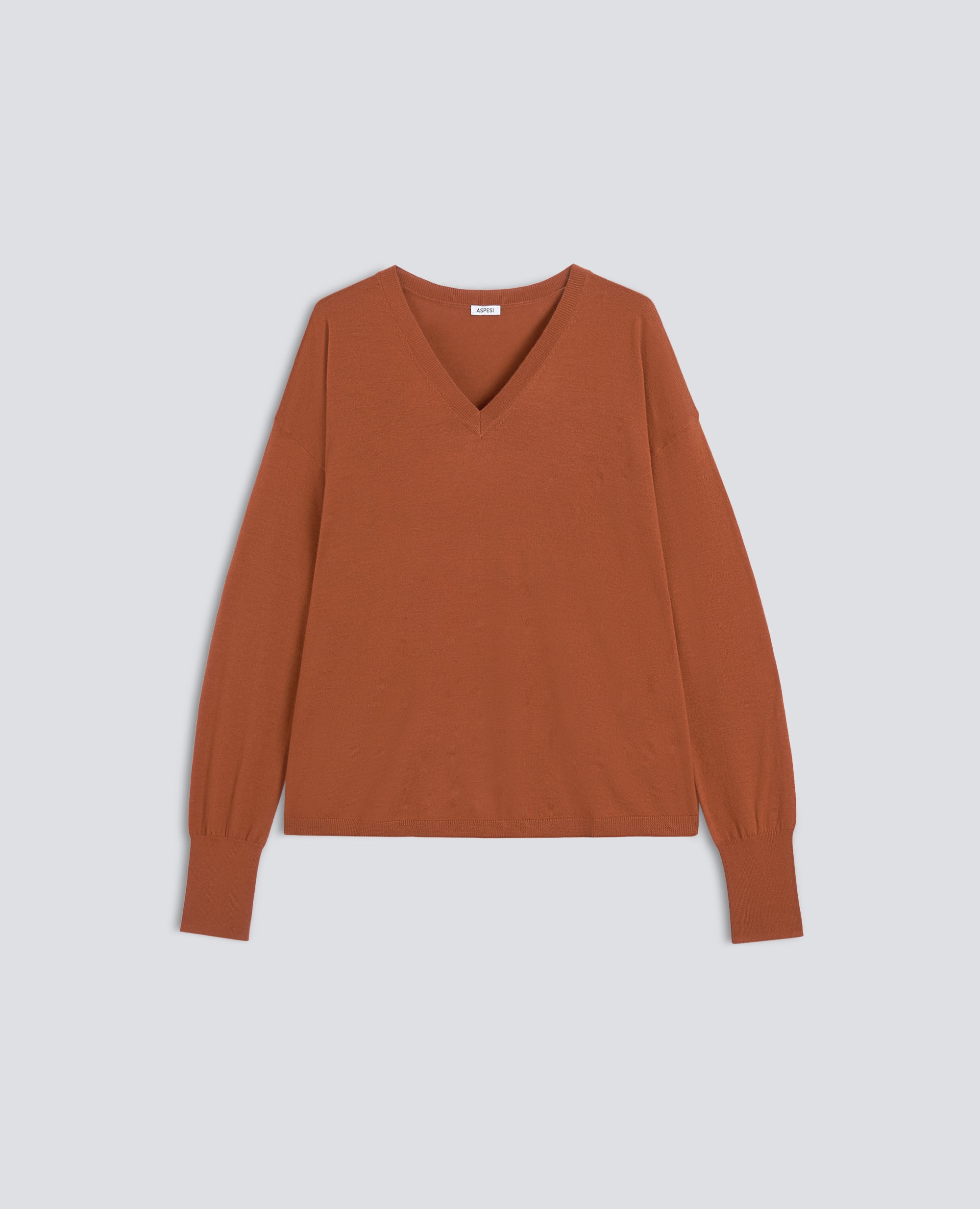 MAGLIA SCOLLO A -V- IN LANA MERINOS - ZUCCA - ASPESI