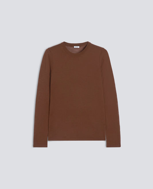 MAGLIA GIROCOLLO IN LANA MERINOS ULTRALIGHT - BROWN