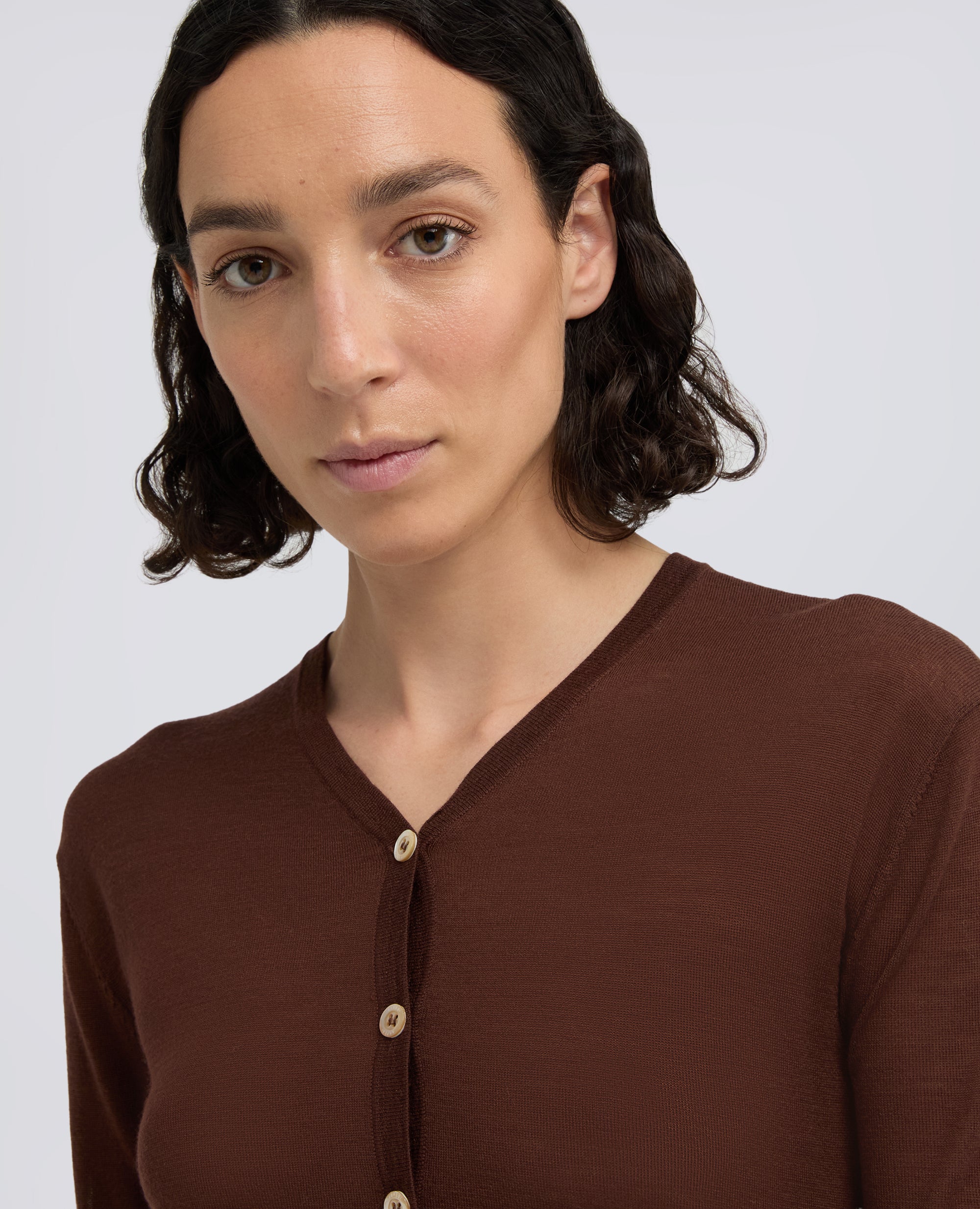 CARDIGAN IN LANA MERINOS ULTRALIGHT - MARRONE - ASPESI