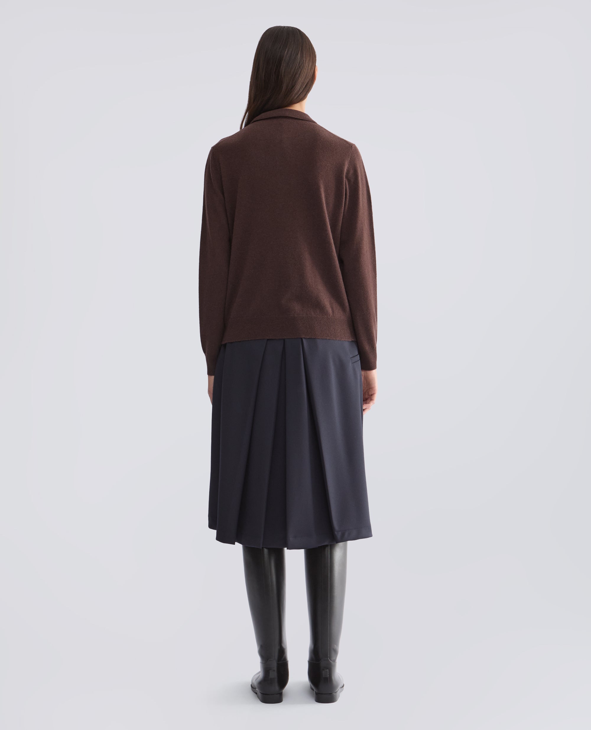 CASHMERE AND WOOL POLO - BROWN - ASPESI