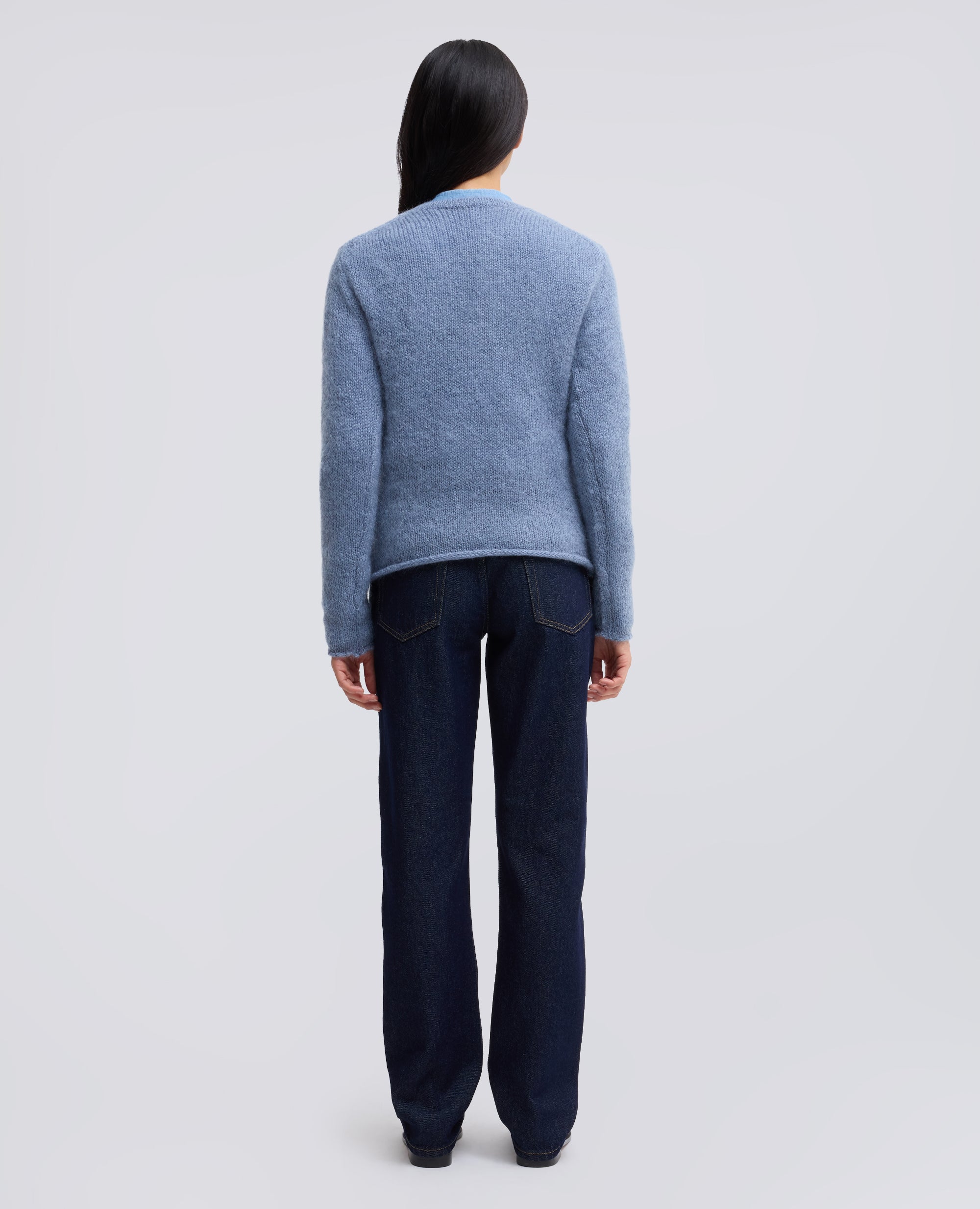 MAGLIA GIROCOLLO A COSTE IN MOHAIR E LANA - AZZURRO - ASPESI