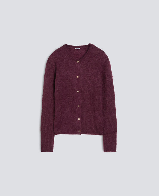 CARDIGAN GIROCOLLO DI MAGLIA IN MOHAIR E LANA - BARBERA