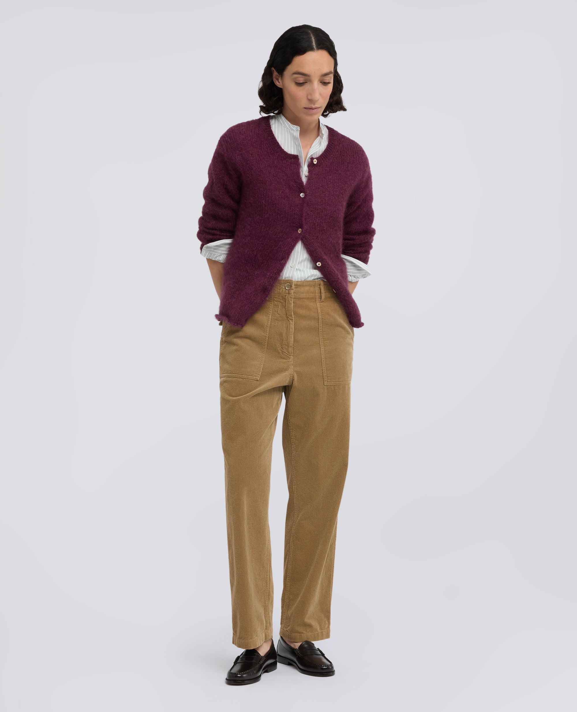 CARDIGAN GIROCOLLO DI MAGLIA IN MOHAIR E LANA - BARBERA - ASPESI