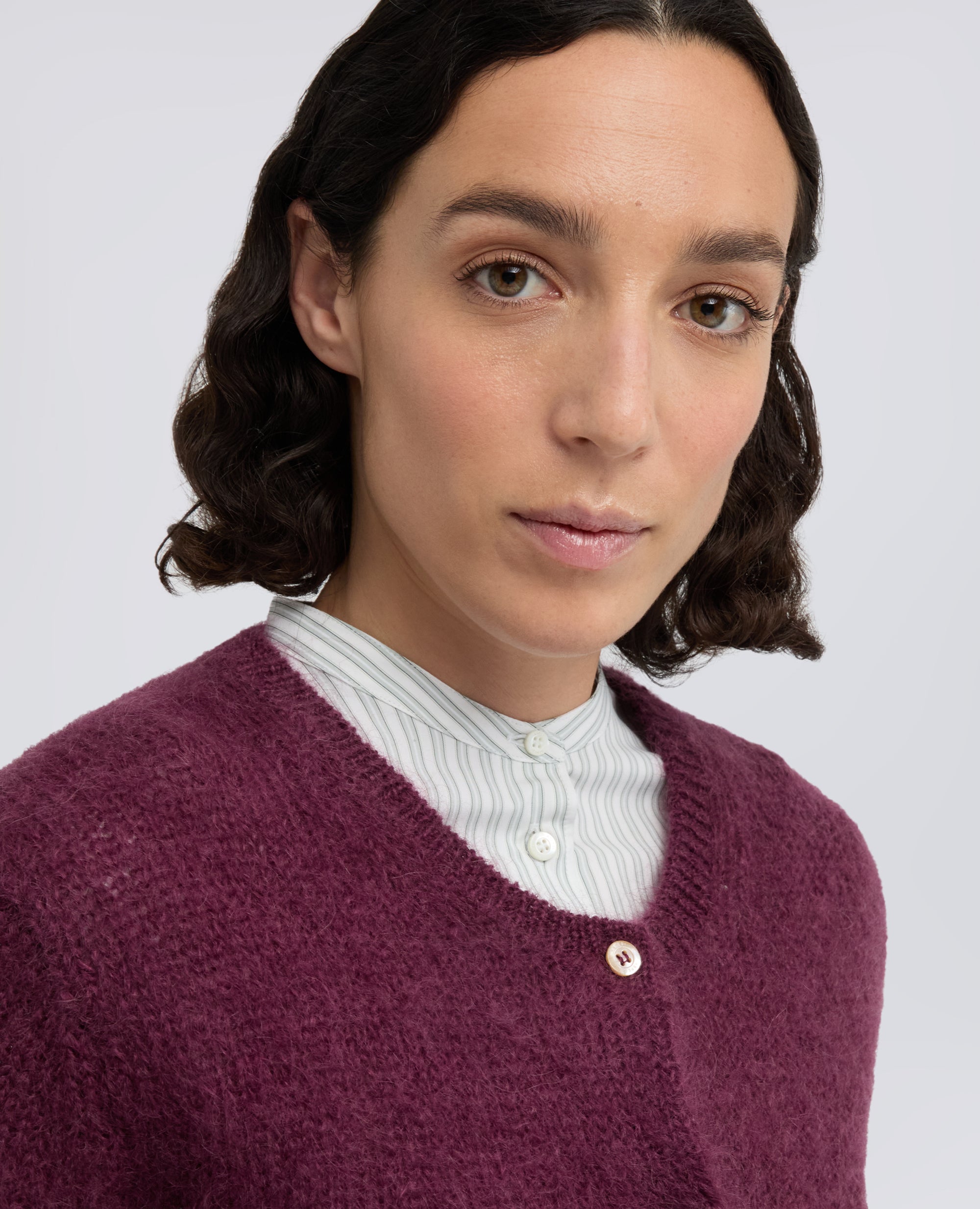 CARDIGAN GIROCOLLO DI MAGLIA IN MOHAIR E LANA - BARBERA - ASPESI