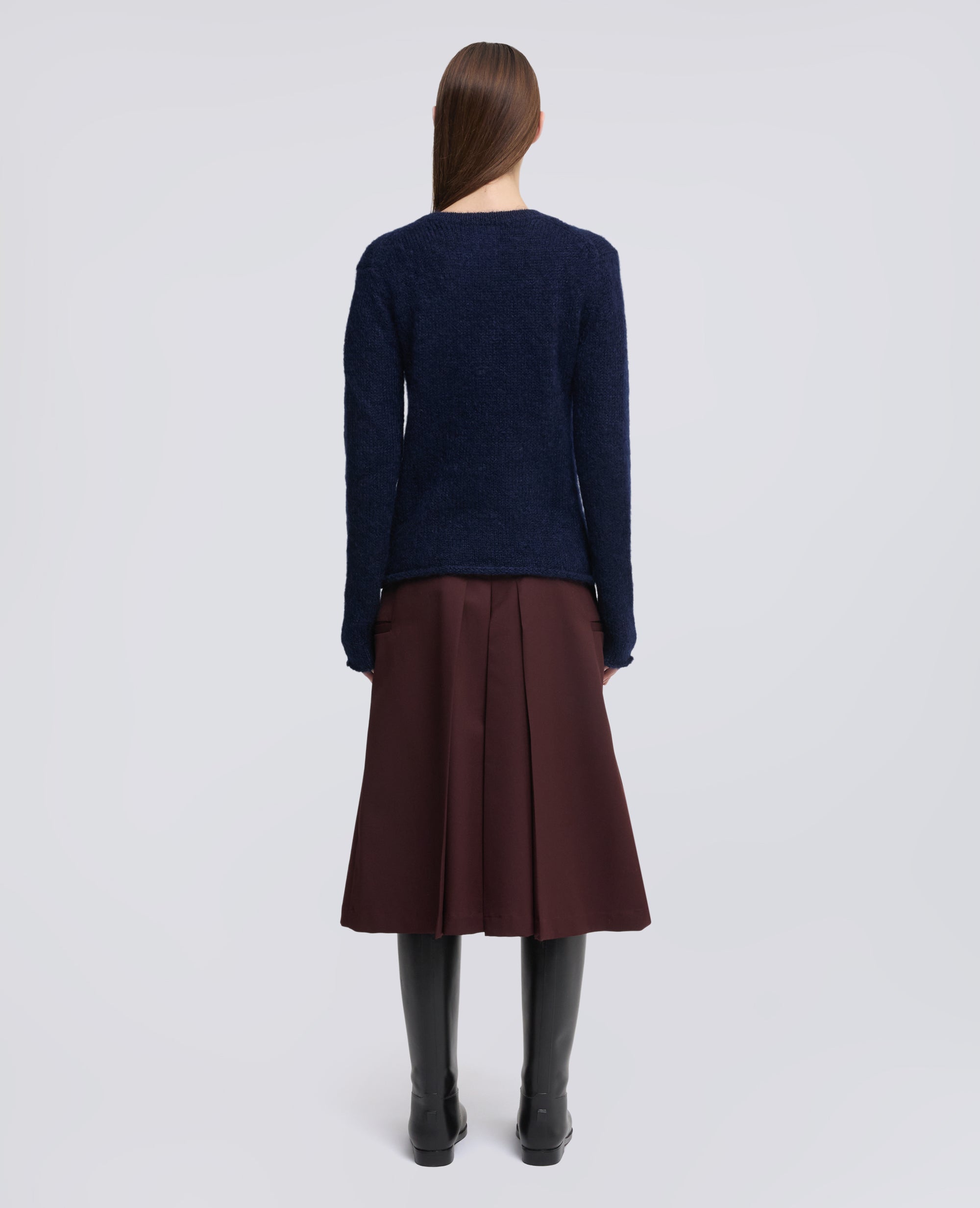 MAGLIA SCOLLO A -V- IN MOHAIR E LANA - BLEU - ASPESI