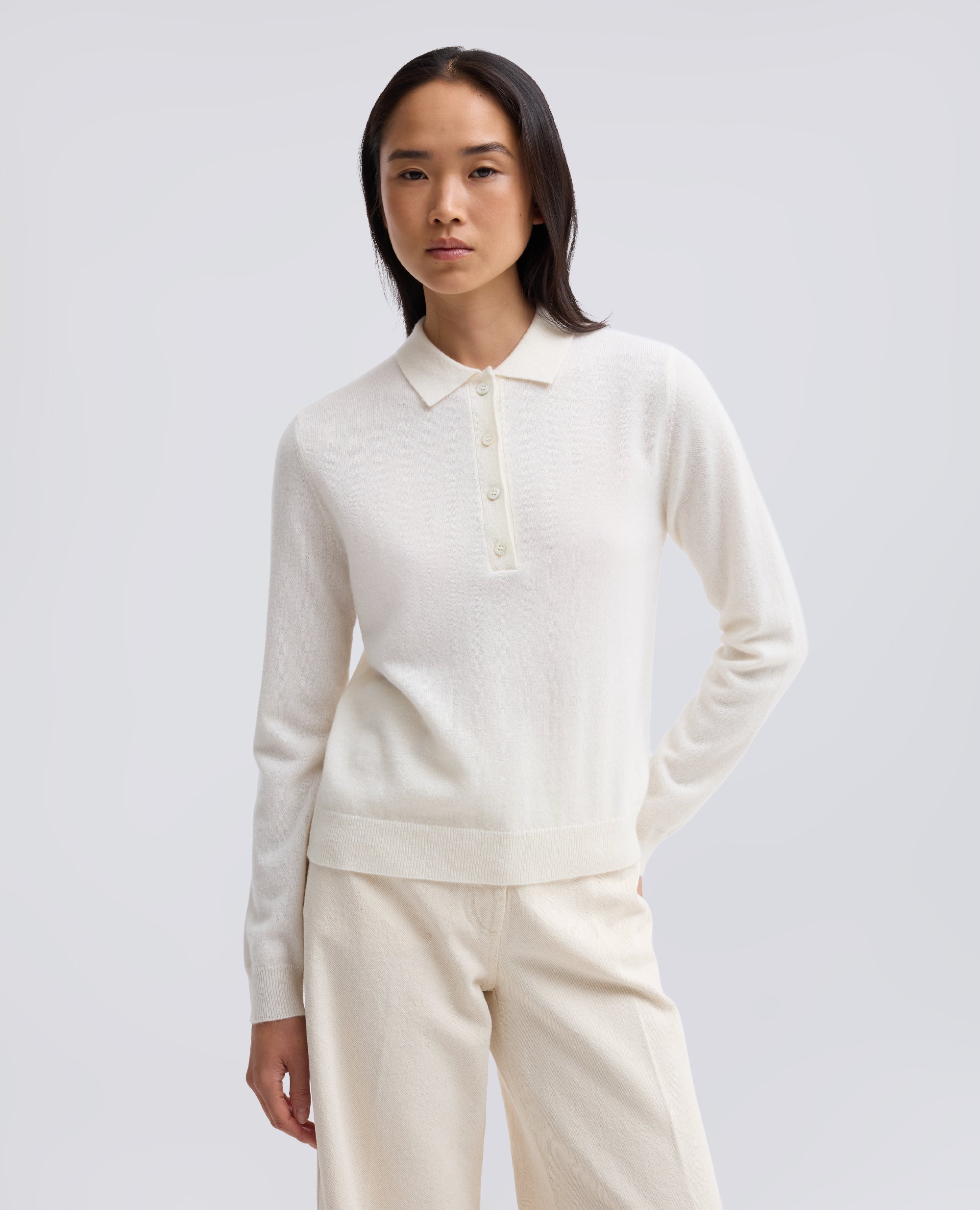 POLOSHIRT MIT LANGEN ARMELN AUS REINEM KASCHMIR - NATURALE - ASPESI