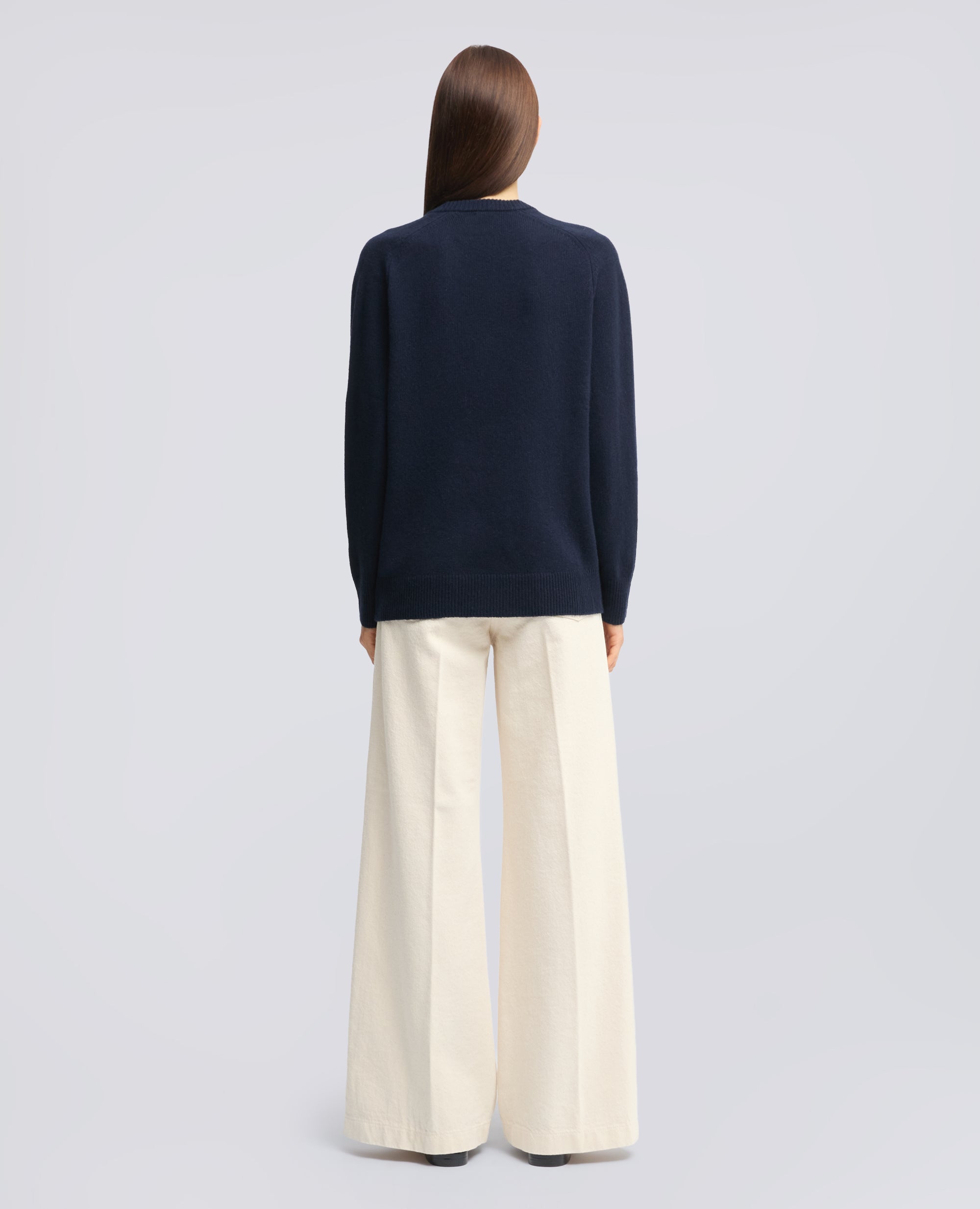 MAGLIA SCOLLO A -V- PROFONDO IN LANA, YAK E CASHMERE - NAVY - ASPESI