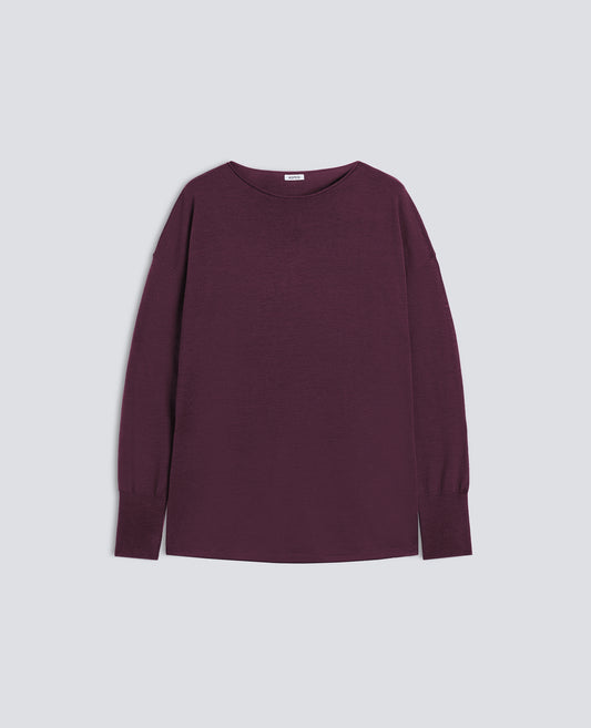 MAGLIA SCOLLO A BARCHETTA IN LANA MERINOS - BARBERA