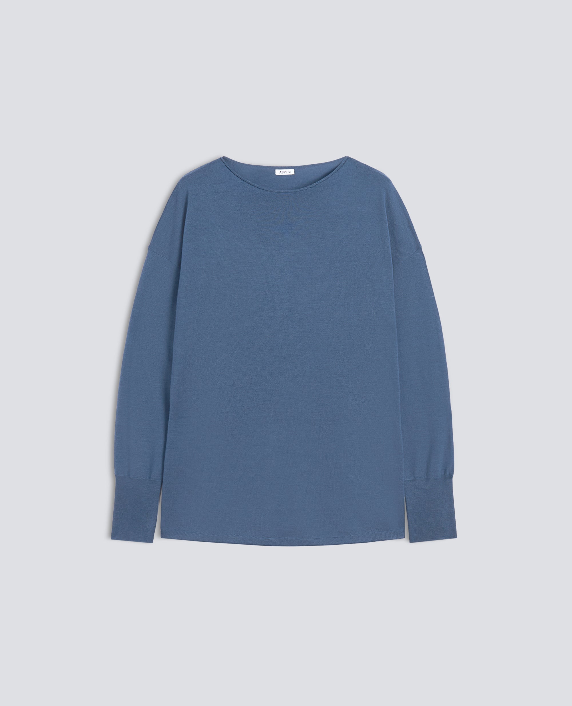 MAGLIA SCOLLO A BARCHETTA IN LANA MERINOS - AIR FORCE BLUE - ASPESI