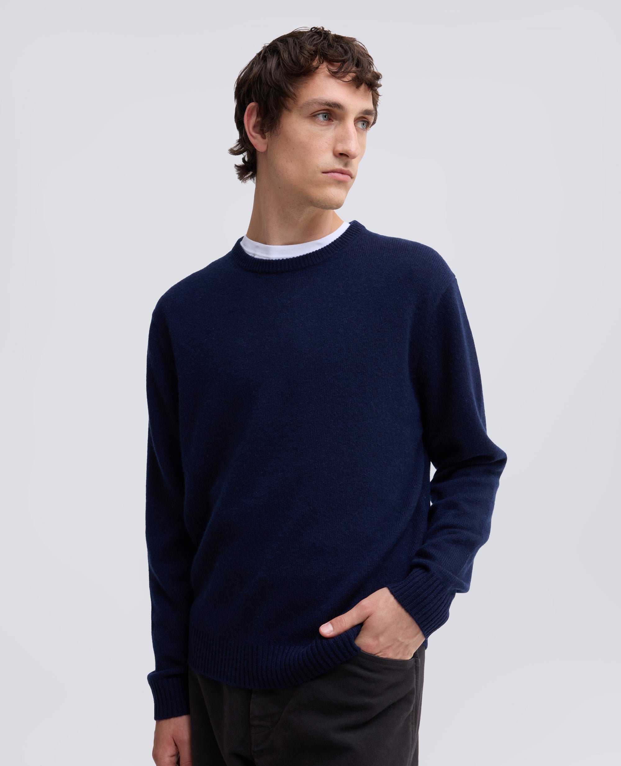 MAGLIA GIROCOLLO IN CASHMERE - BLU - ASPESI
