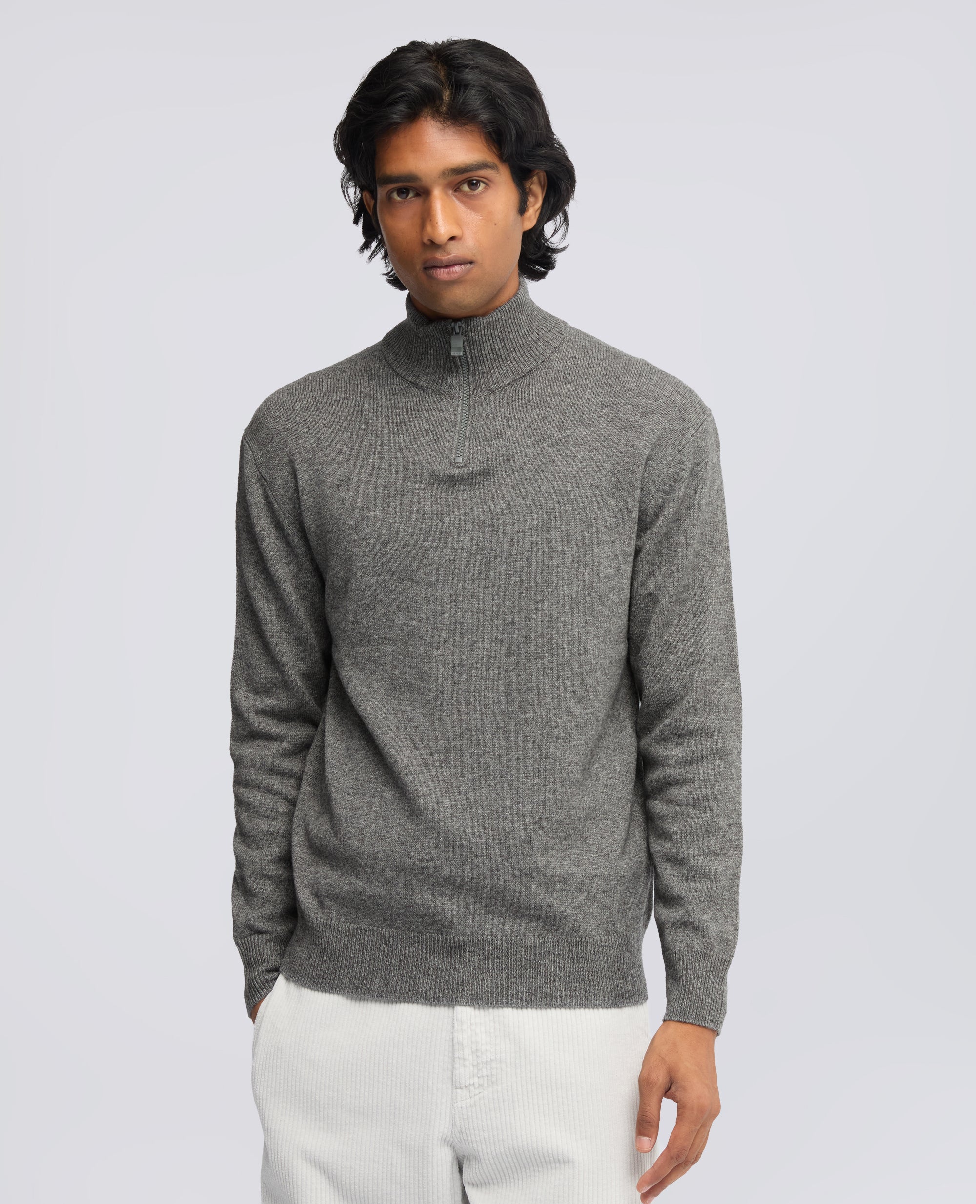 MAGLIA CON COLLO ALTO IN MISTO LANA, YAK E CASHMERE - GRIGIO - ASPESI