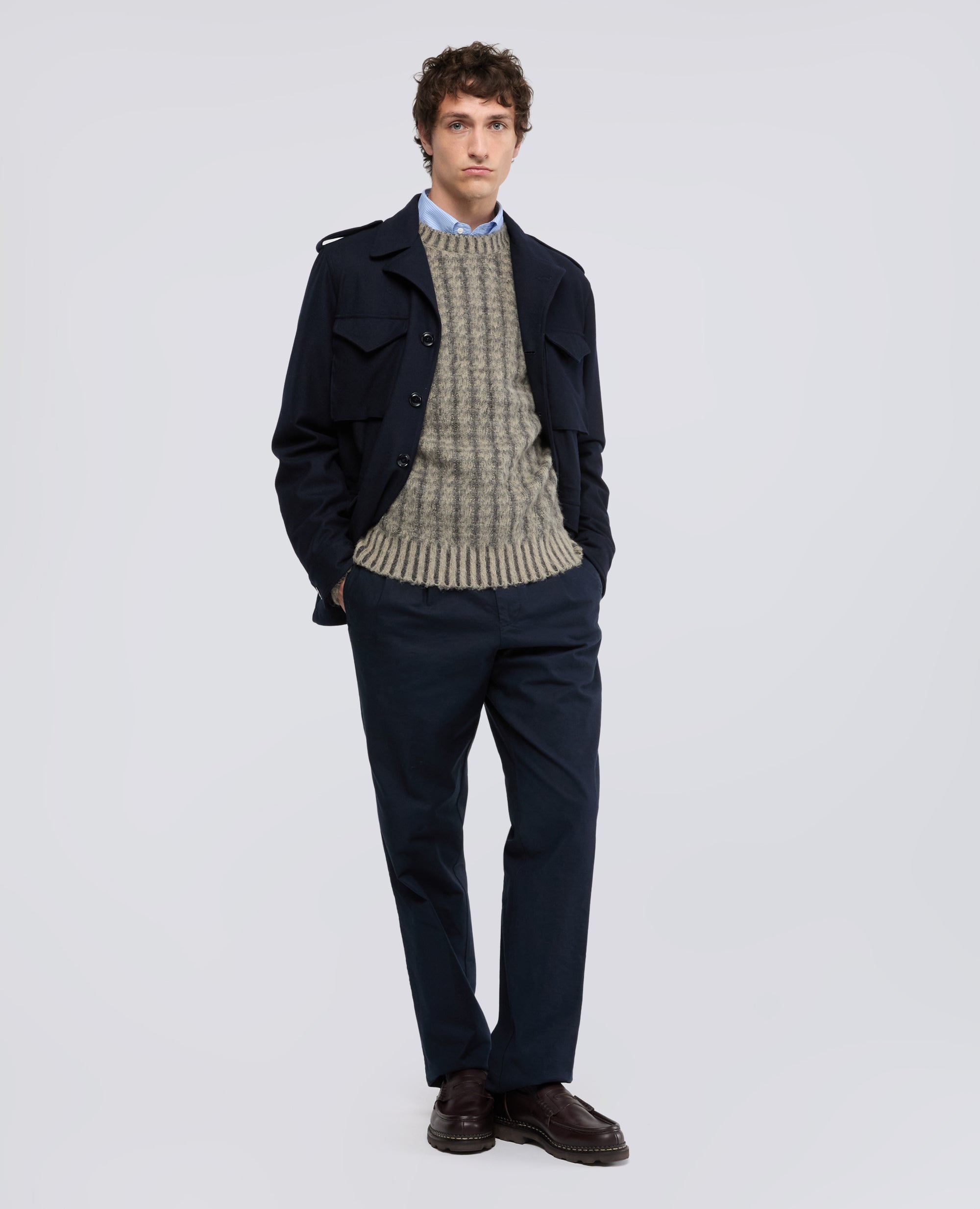 MAGLIA GIROCOLLO IN LANA SHETLAND - GRIS - ASPESI