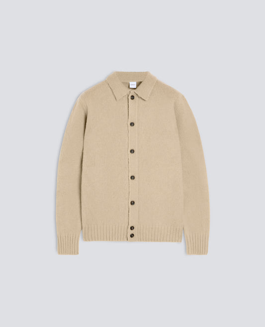 CARDIGAN CAMICIA IN LANA SHETLAND - SABLE