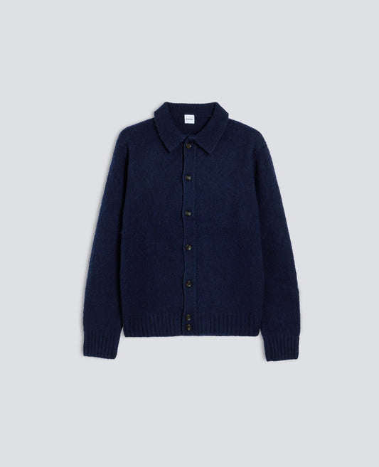 CARDIGAN CAMICIA IN LANA SHETLAND - NAVY