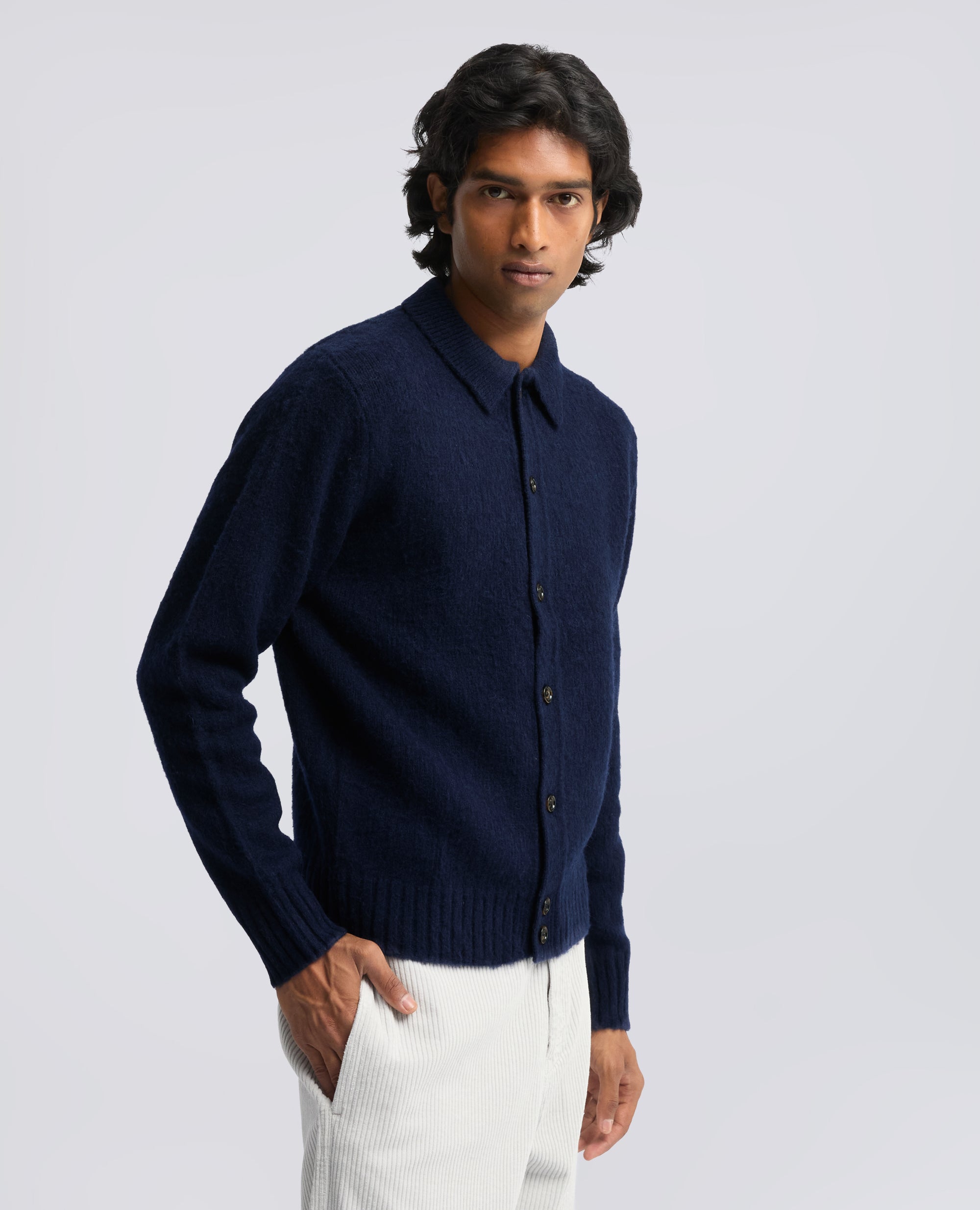 CARDIGAN CAMICIA IN LANA SHETLAND - NAVY - ASPESI