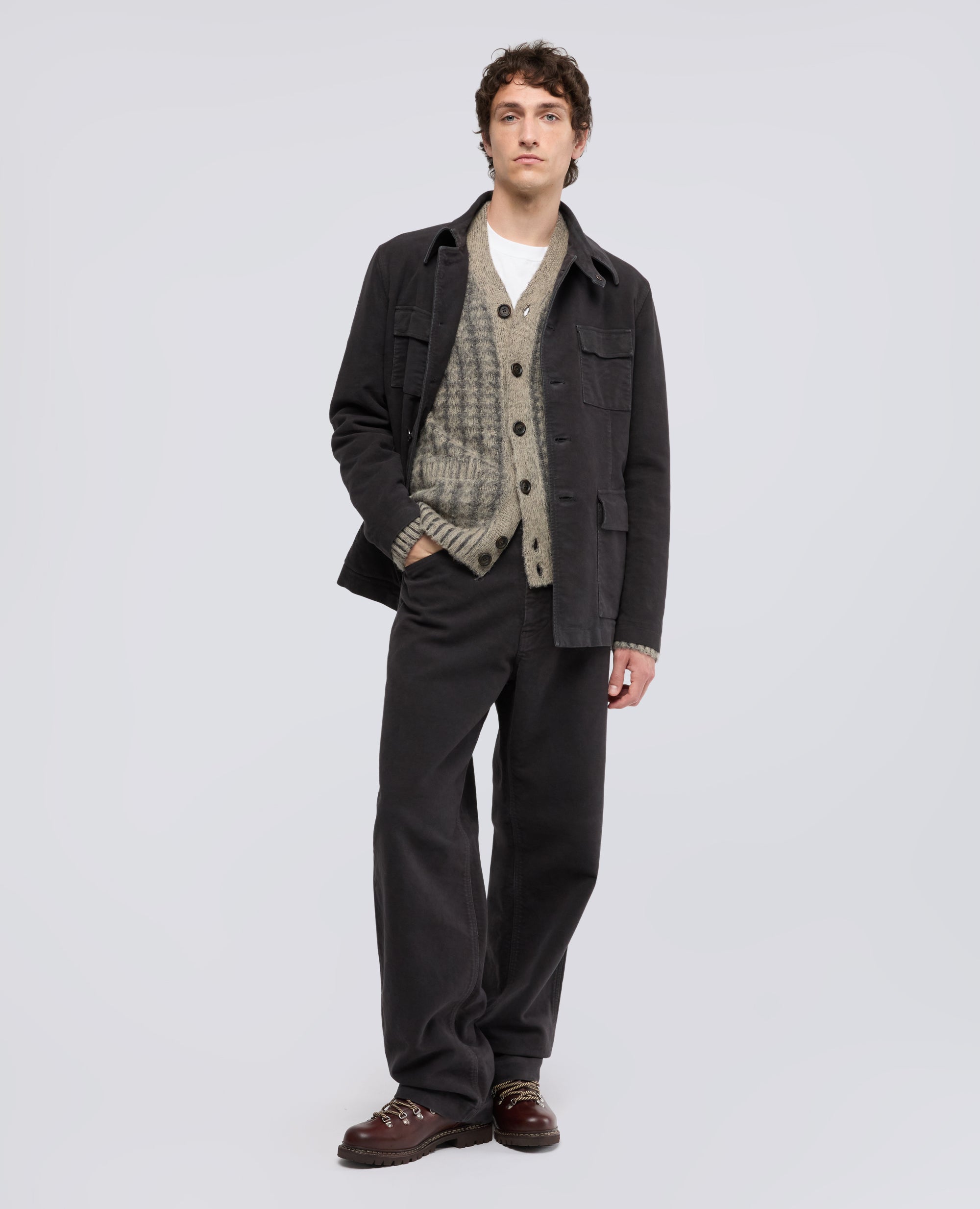 CARDIGAN IN LANA SHETLAND - GREY - ASPESI