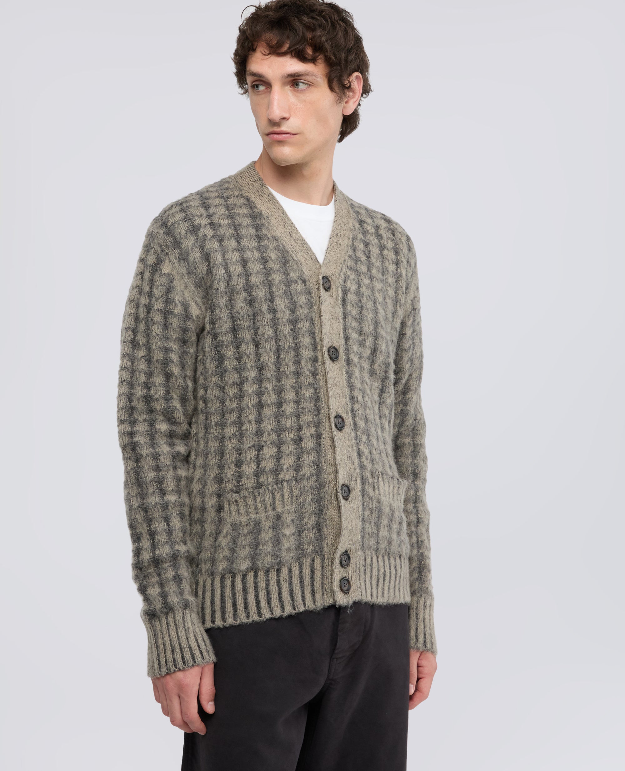 CARDIGAN IN LANA SHETLAND - GREY - ASPESI