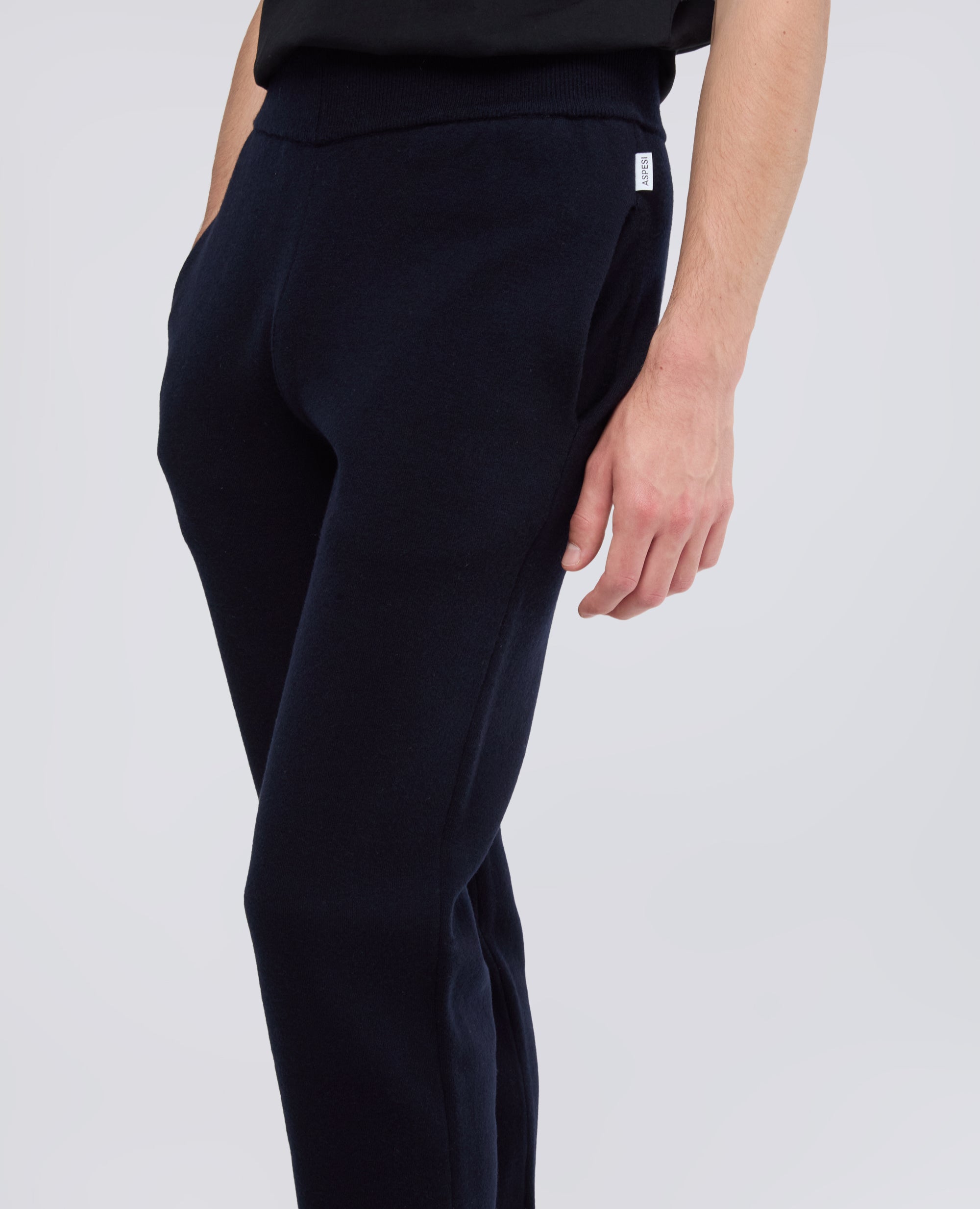 PANTALON EN HILO DE DOBLE FONTURA DE LANA Y ALGODON - BLU BLACK - ASPESI