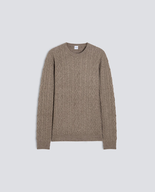 MAGLIA GIROCOLLO A TRECCE E LOSANGHE IN LANA E YAK - DOVE GREY