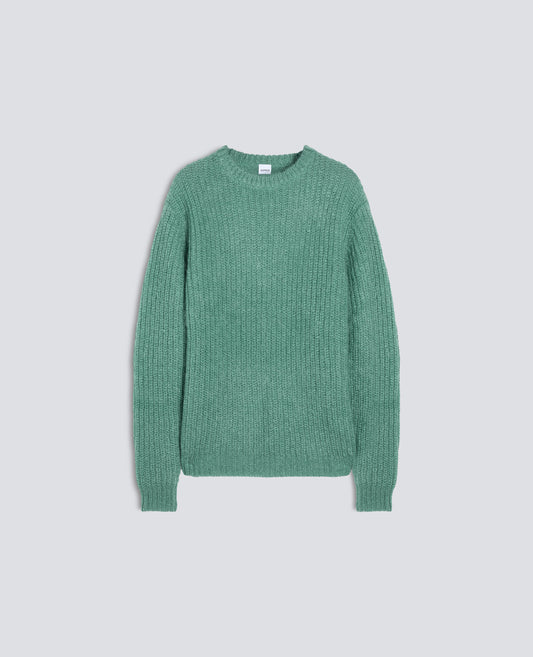 MAGLIA GIROCOLLO A COSTE IN MOHAIR E LANA - VERDE - ASPESI