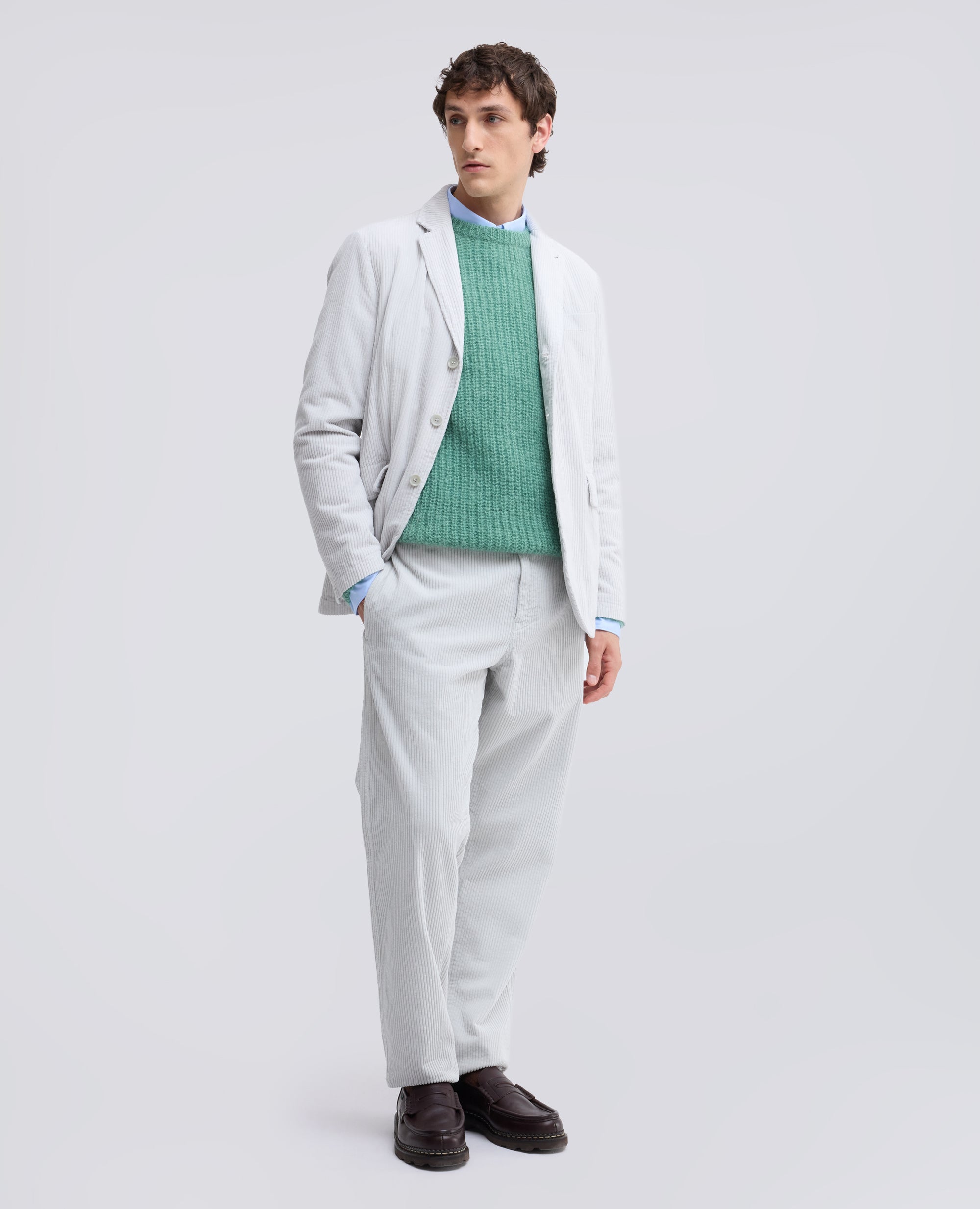 PULL RAS DU COU COTELE EN MOHAIR ET LAINE - VERDE - ASPESI