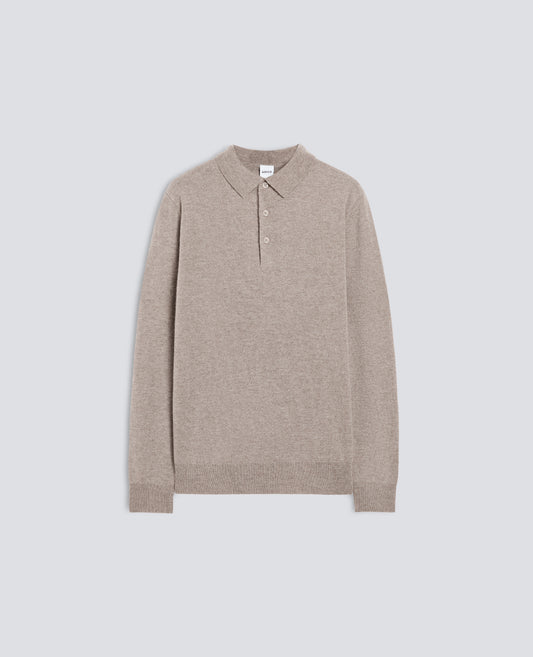 POLO A MANICHE LUNGHE IN LANA E CHASHMERE - BEIGE - ASPESI