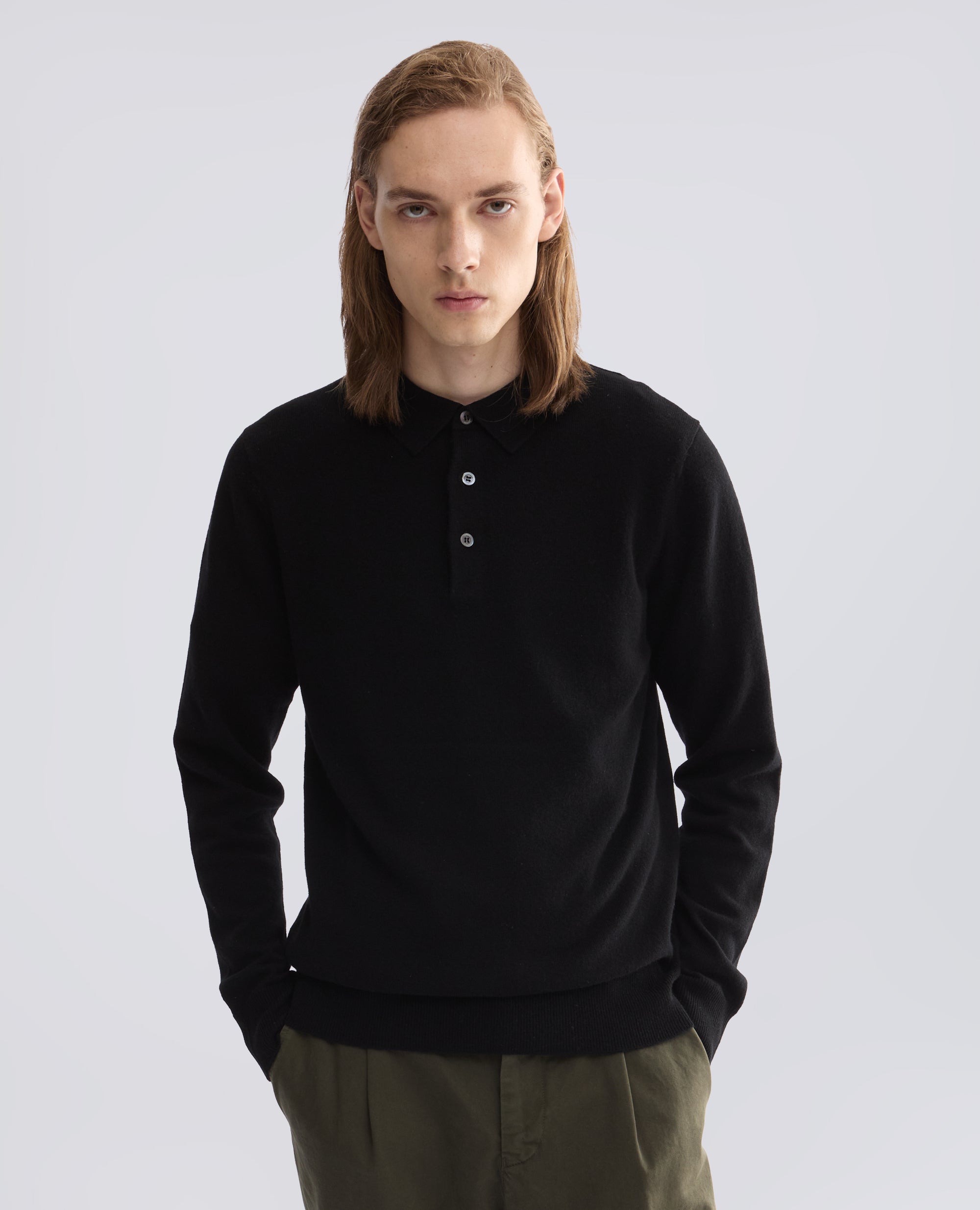 POLO IN LANA E CASHMERE - NERO - ASPESI
