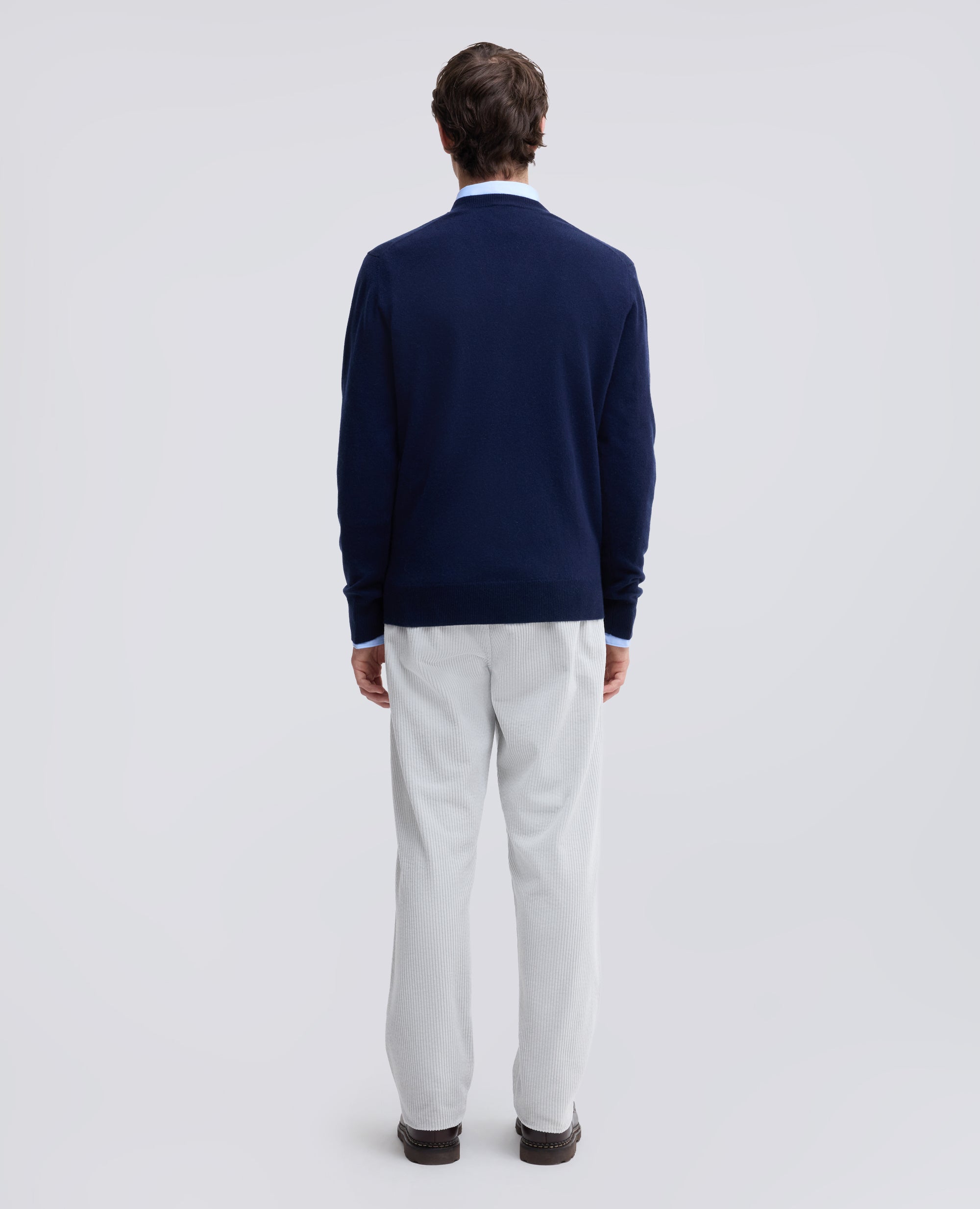 MAGLIA SCOLLO A -V- IN LANA E CHASHMERE - BLU - ASPESI