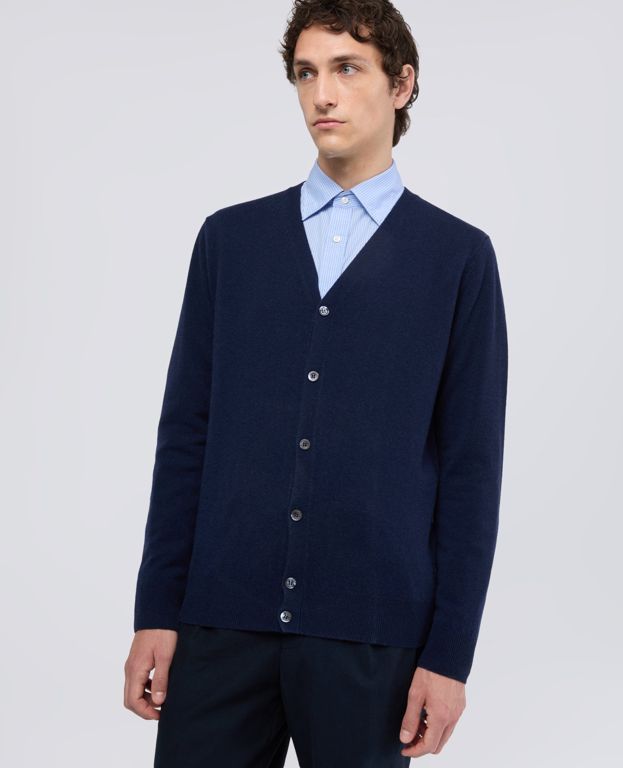 CARDIGAN IN LANA E CHASHMERE - NAVY - ASPESI