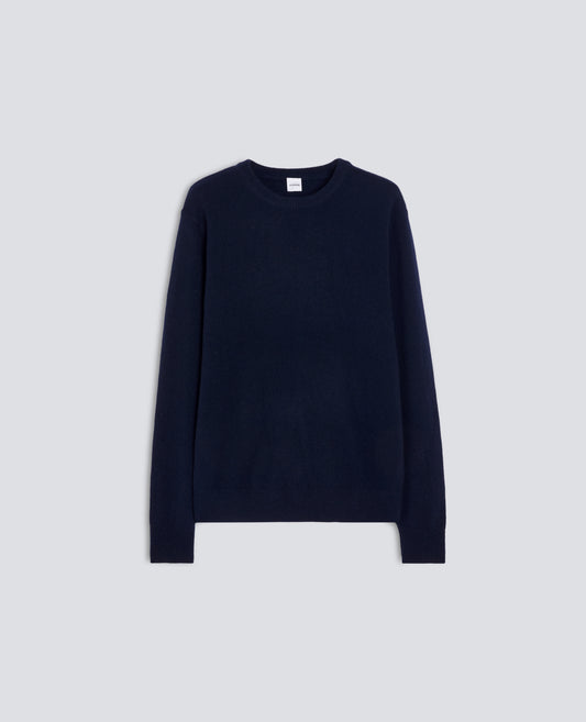 WOOL, YAK AND CASHMERE BLEND CREW-NECK KNIT - BLUE - ASPESI