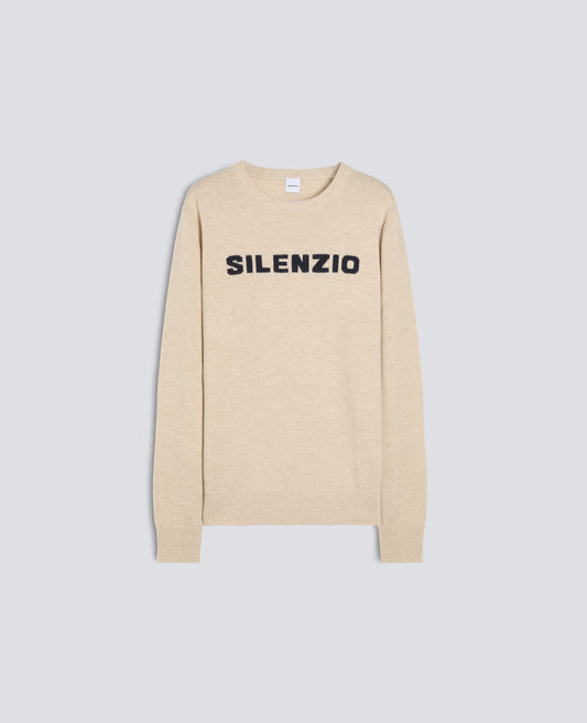WOOL, YAK AND CASHMERE BLEND CREW-NECK KNIT - NATURAL