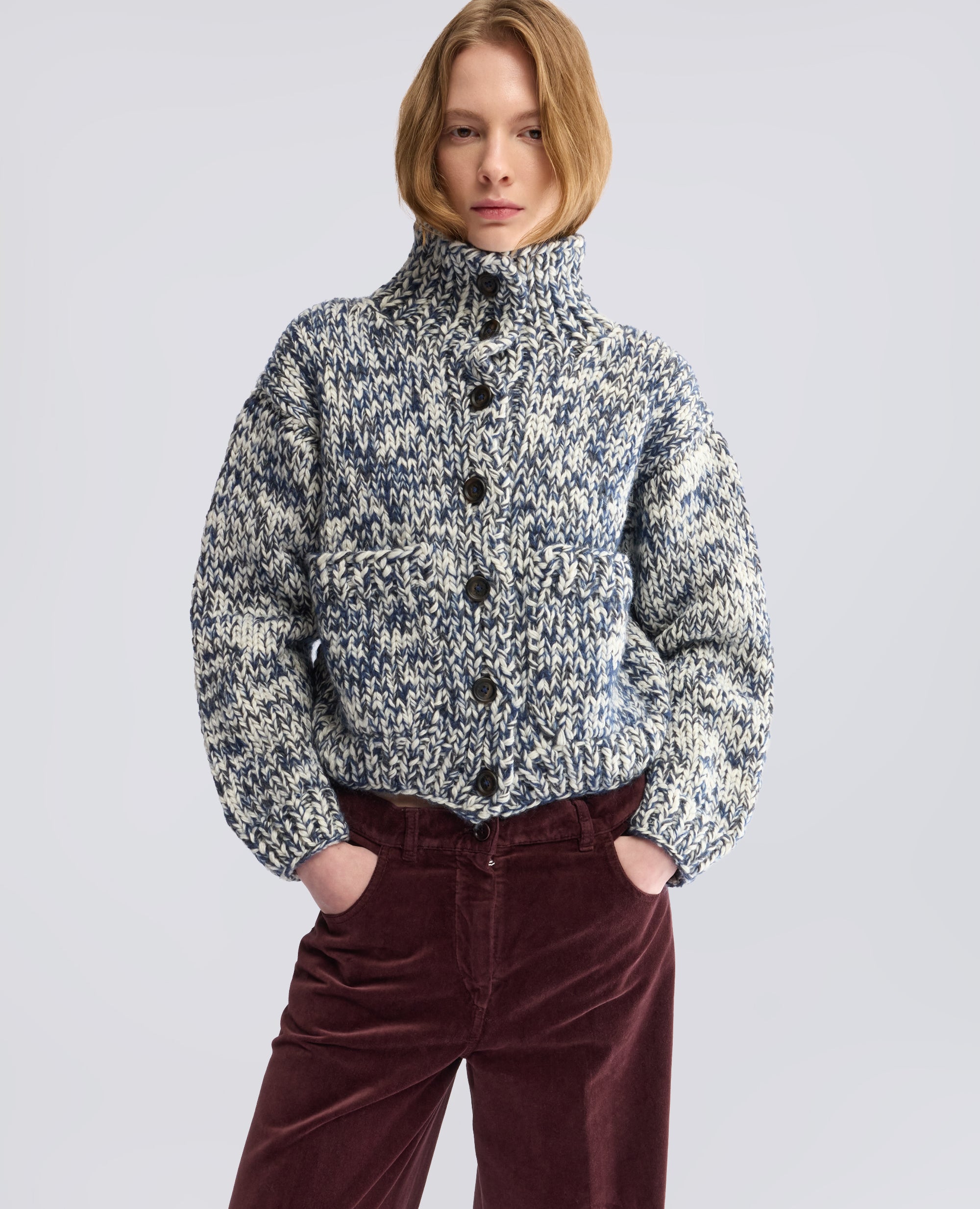 CARDIGAN IN LANA VERGINE E MOHAIR FATTO A MANO - MULTICOLOR - ASPESI