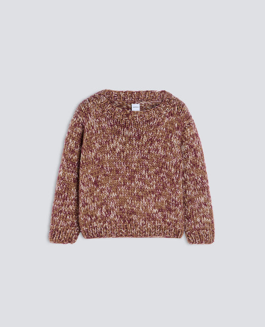 MAGLIA GIROCOLLO FATTA A MANO IN LANA VERGINE E MOHAIR - NOCCIOLA