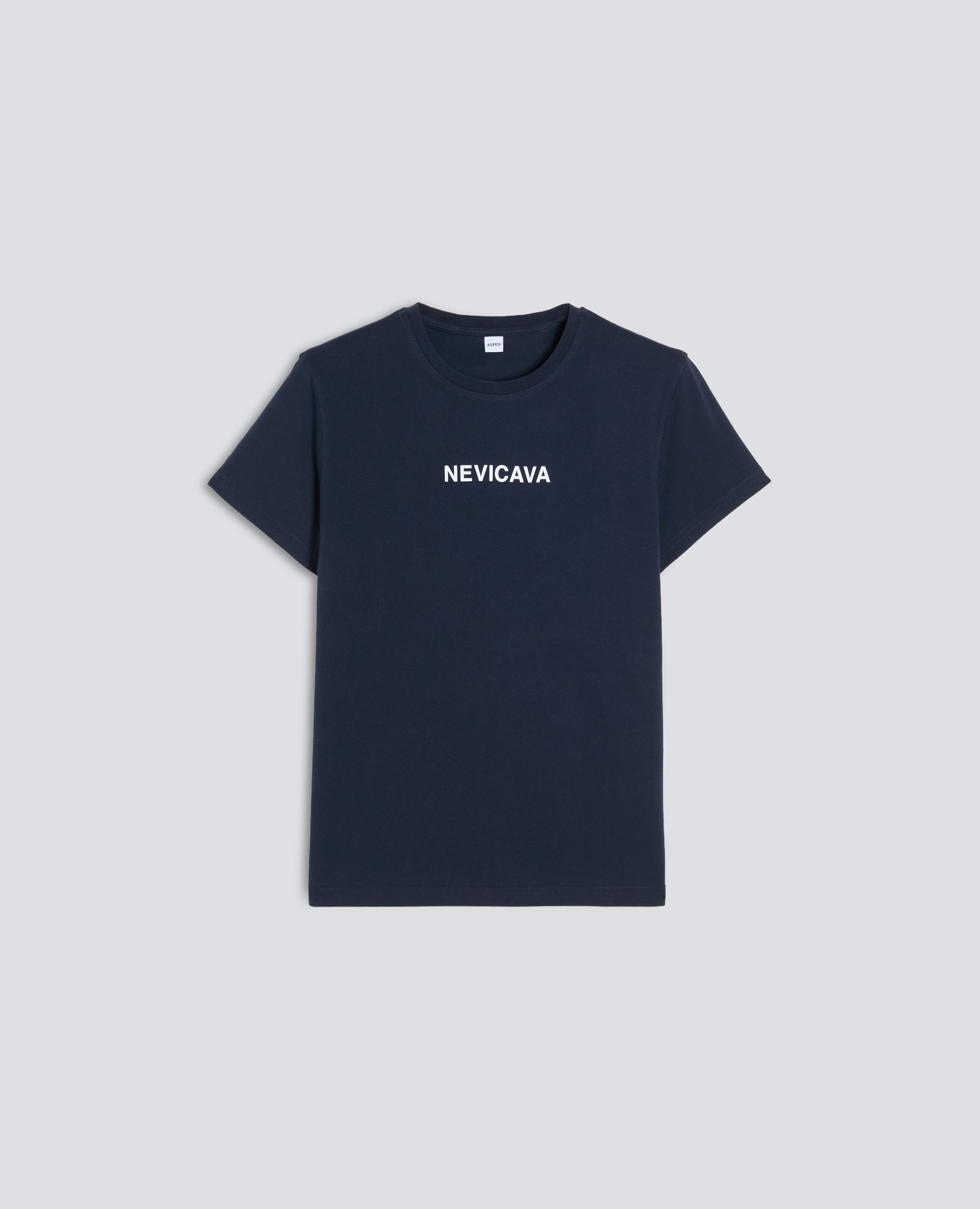 T-SHIRT IN JERSEY DI COTONE CON STAMPA -NEVICAVA- - NAVY - ASPESI