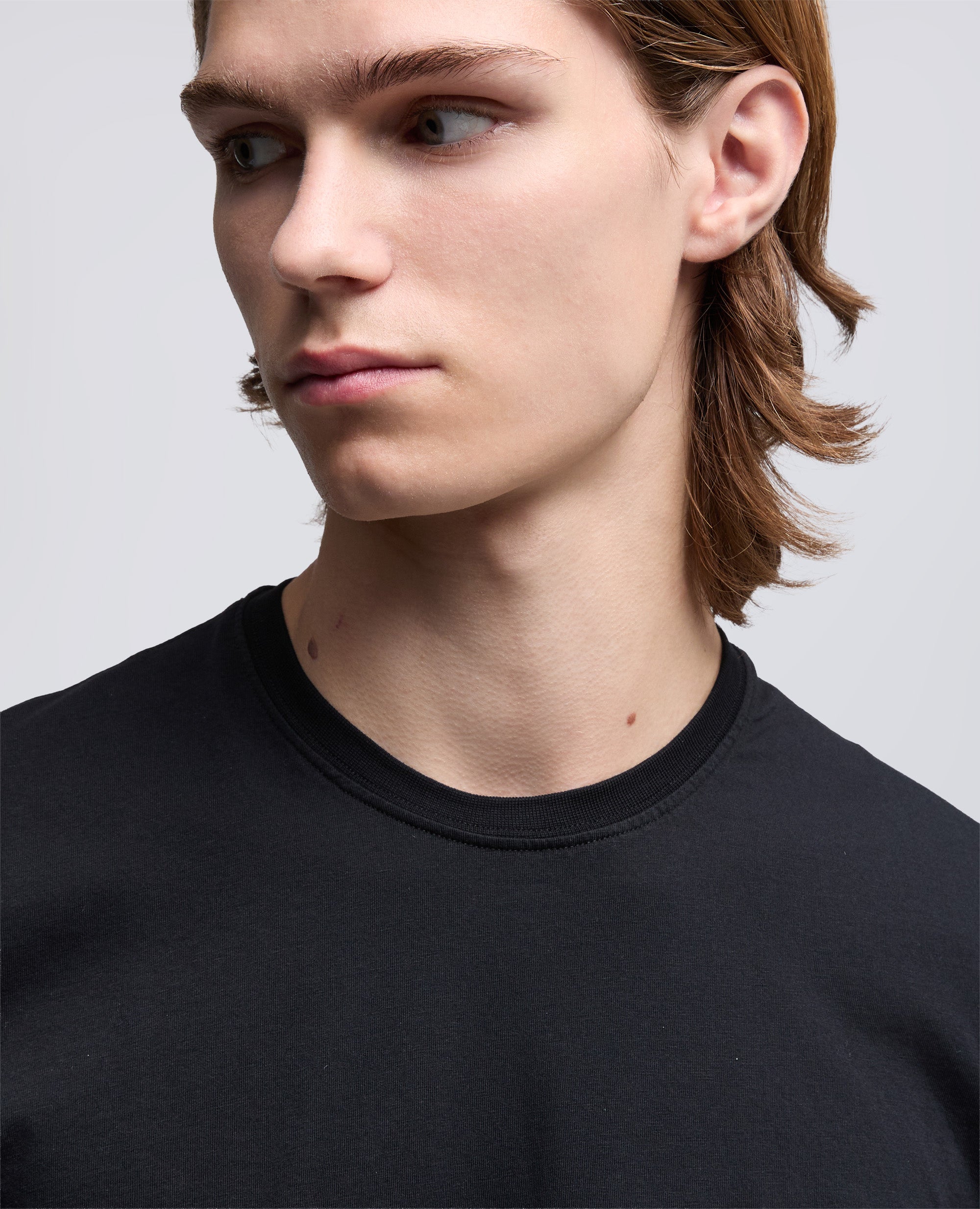 T-SHIRT IN JERSEY DI COTONE-NERO-BLACK-NEGRO-SCHWARZ-NOIR