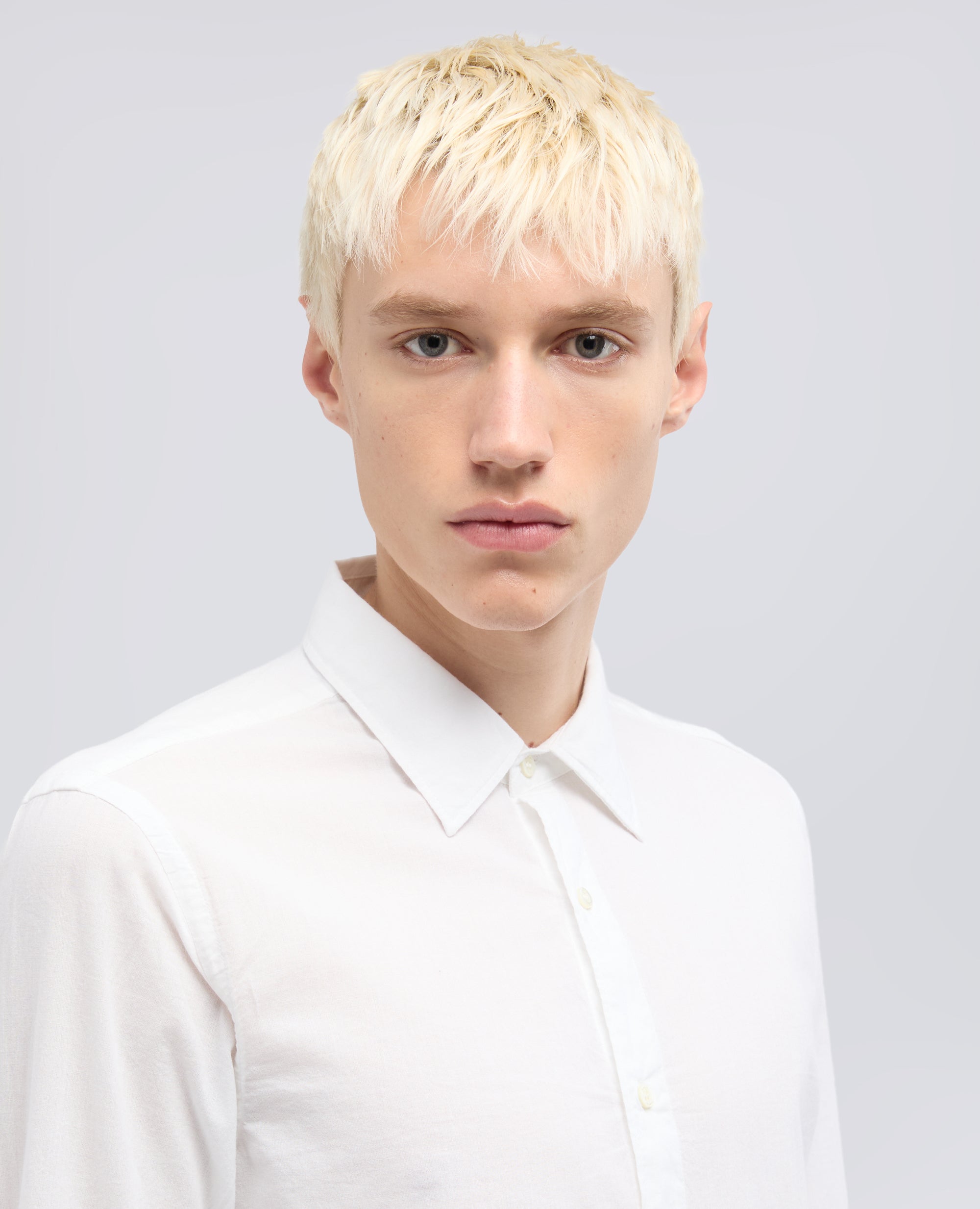 CAMICIA CLASSICA IN CHAMBRAY INDIANO-BIANCO-WHITE-BLANCO-WEISS-BLANC